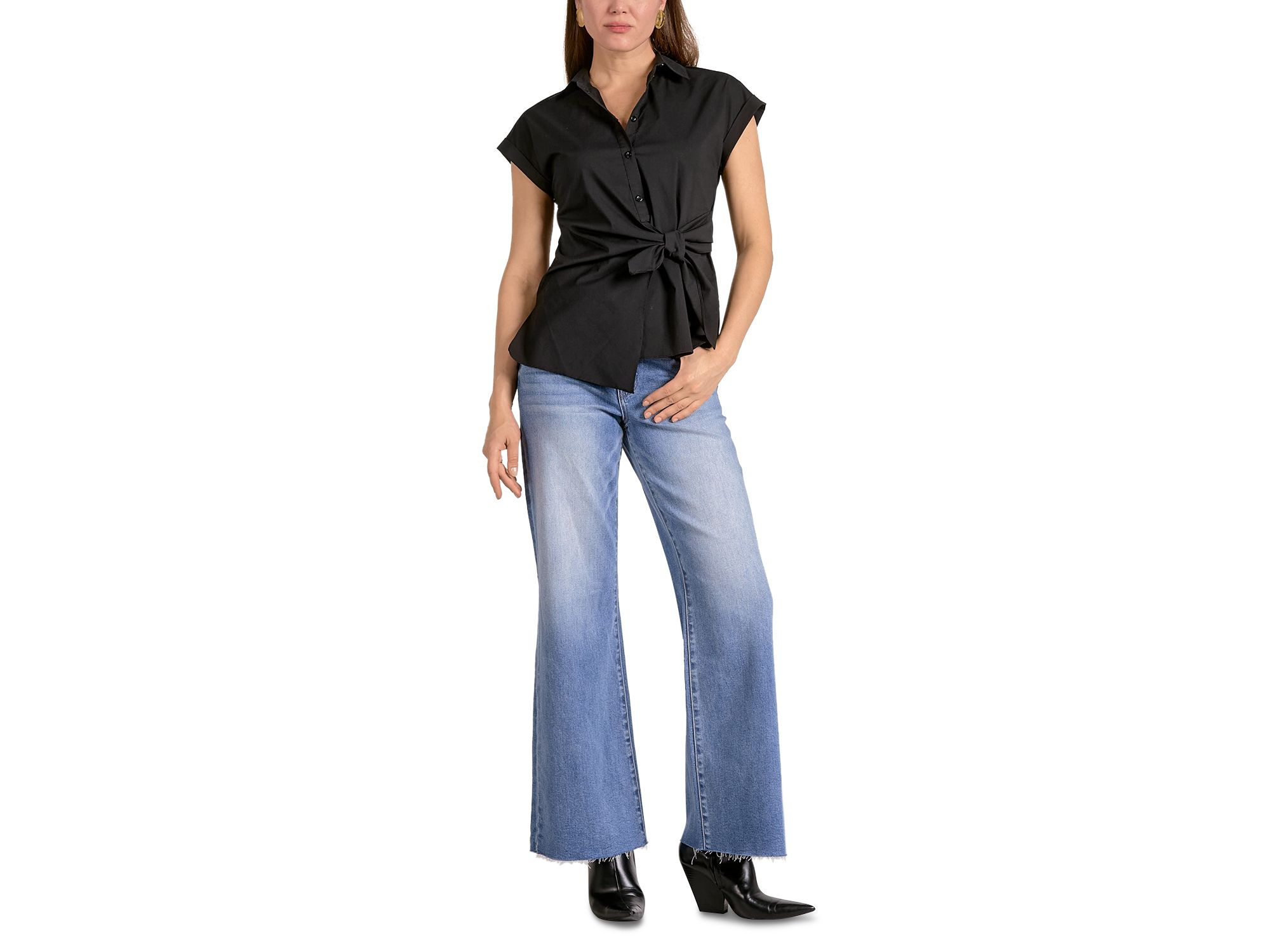 Button Down Tie Waist Shirt — Image 5