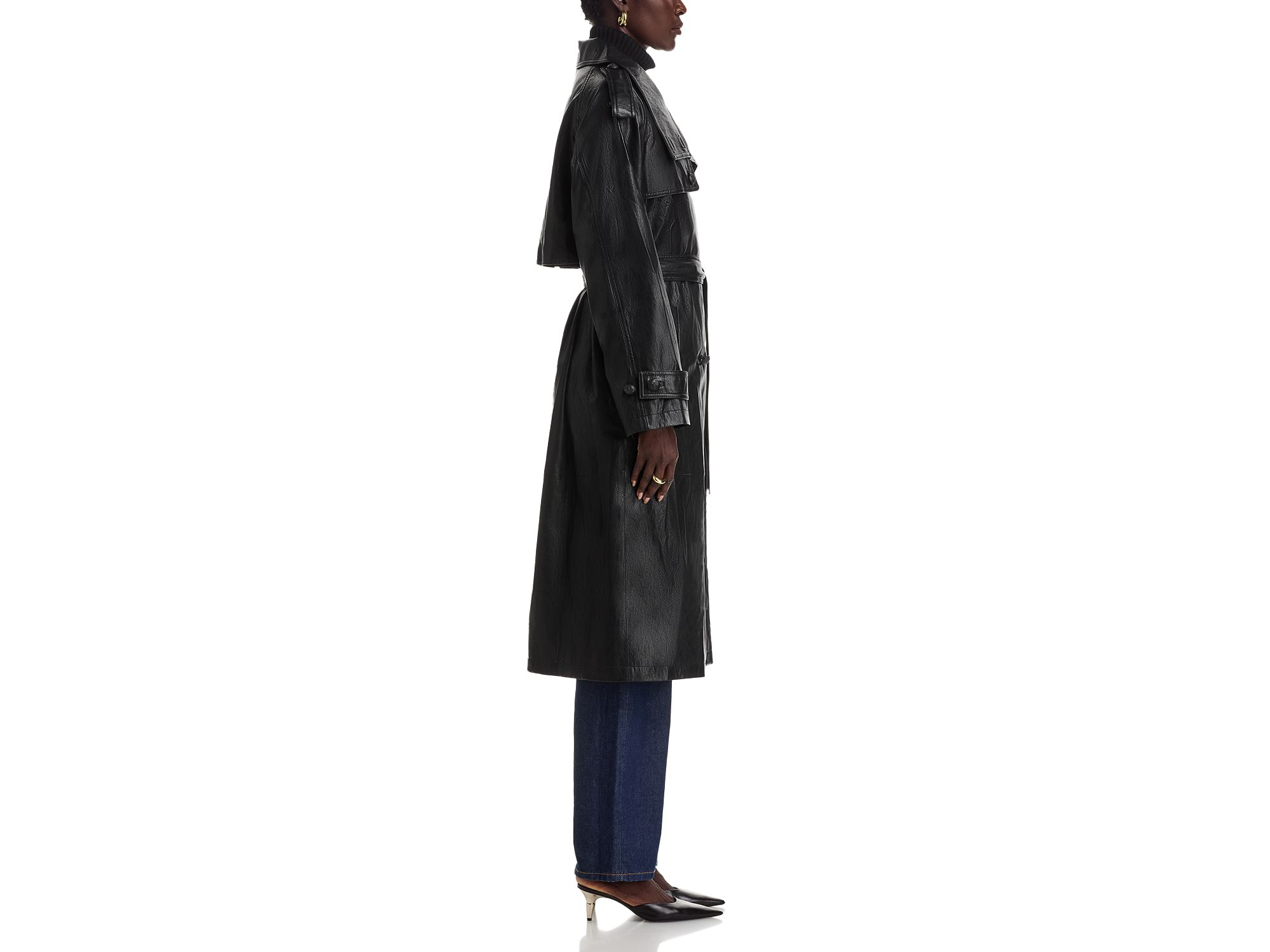 Tony Faux Leather Trench Coat — Image 6