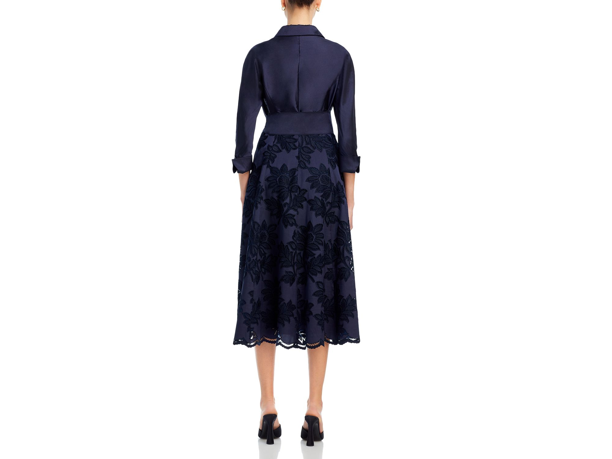 Floral Eyelet Collared Midi Dress — Image 5