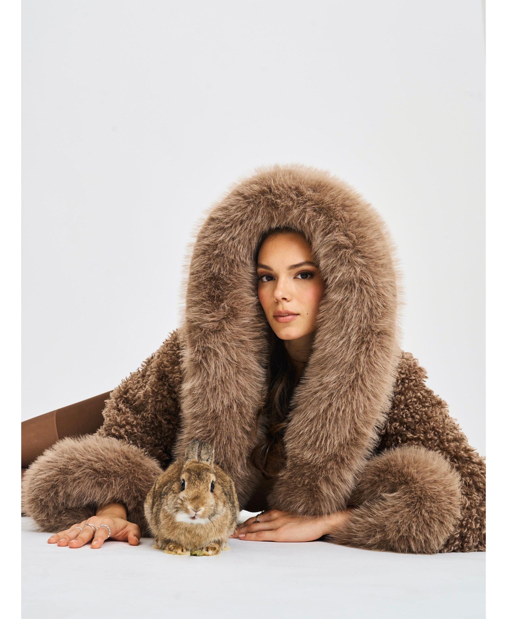 Kali Jumbo Faux Fur Trimmed Teddy Coat with Hood — Image 7
