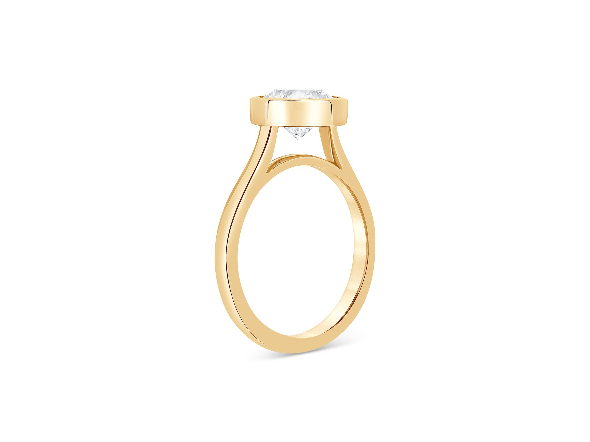 Certified Lab Grown Diamond Bezel Engagement Ring in 18K Yellow Gold, 2.0 tcw — Image 3