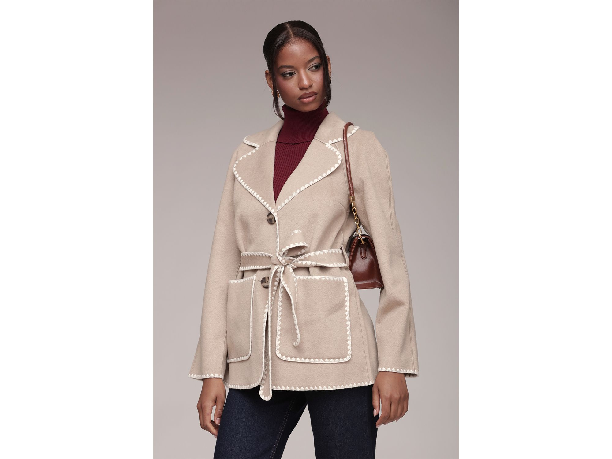 Belted Jacket With Crochet Trim — Image 6