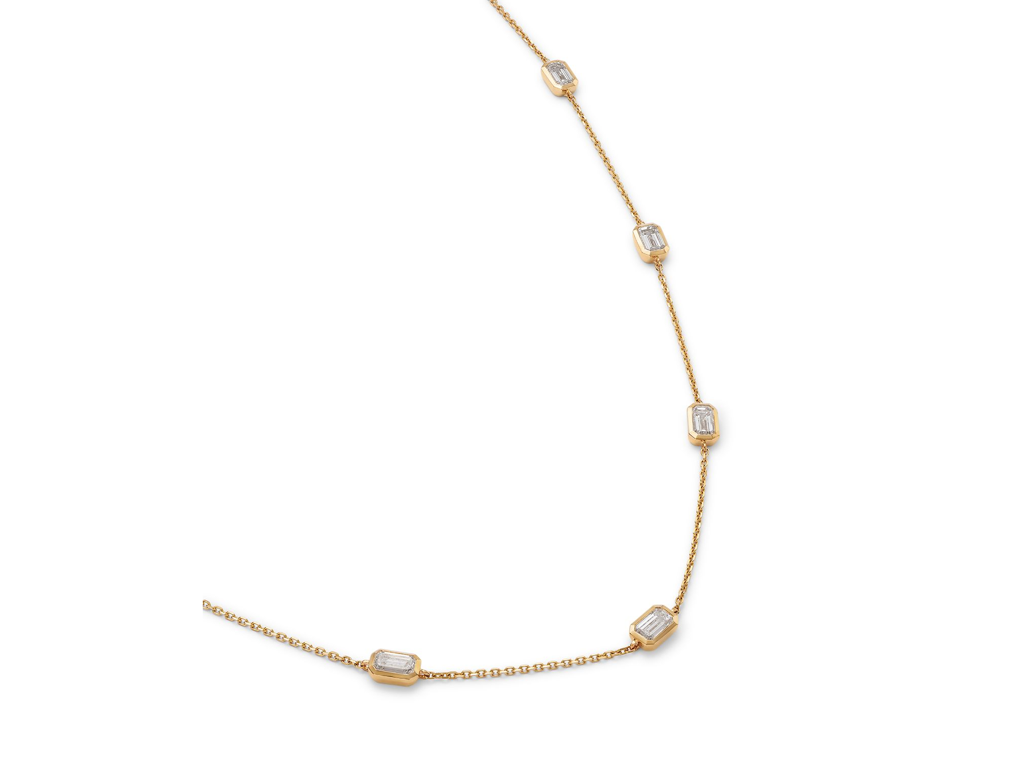 Luxe Collection Certified Lab Grown Diamond Emerald Cut Diamond by the Yard Collar Necklace in 14K Yellow Gold, 2.2 tcw — Image 3