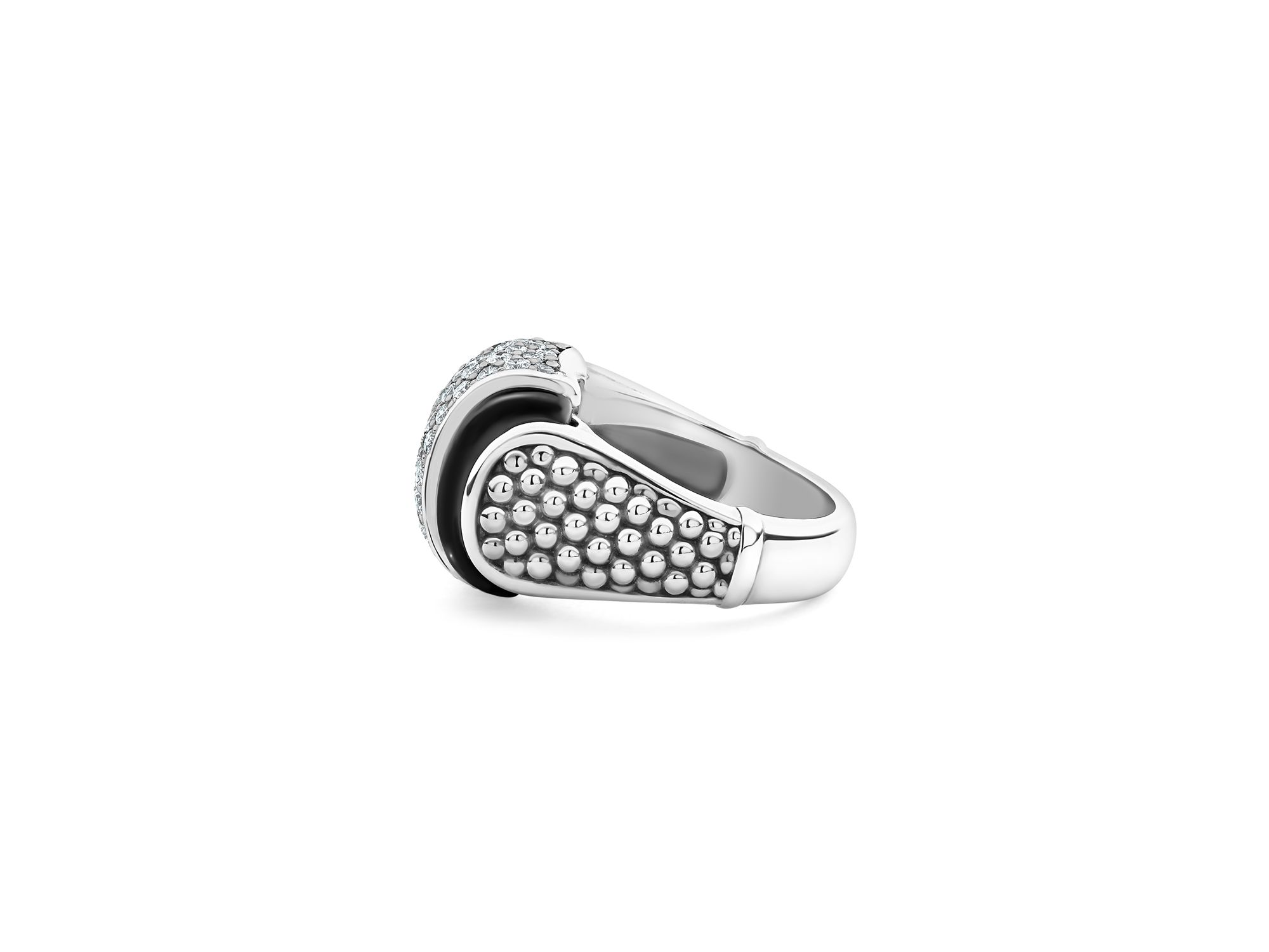 Sterling Black Caviar Diamond & Ceramic Statement Ring — Image 3