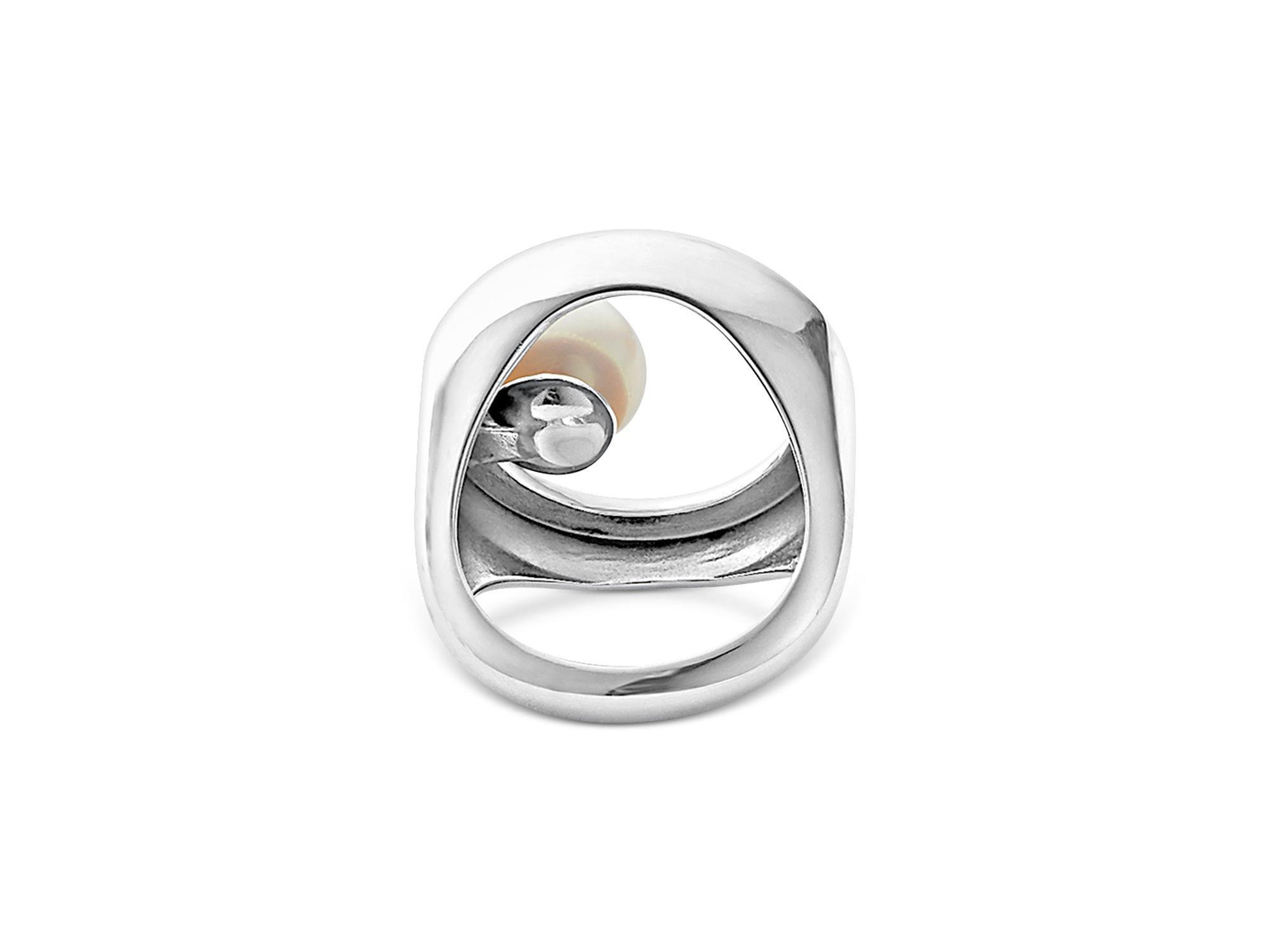 18K Yellow Gold & Sterling Silver Luna Cultured Freshwater Pearl Ring — Image 4