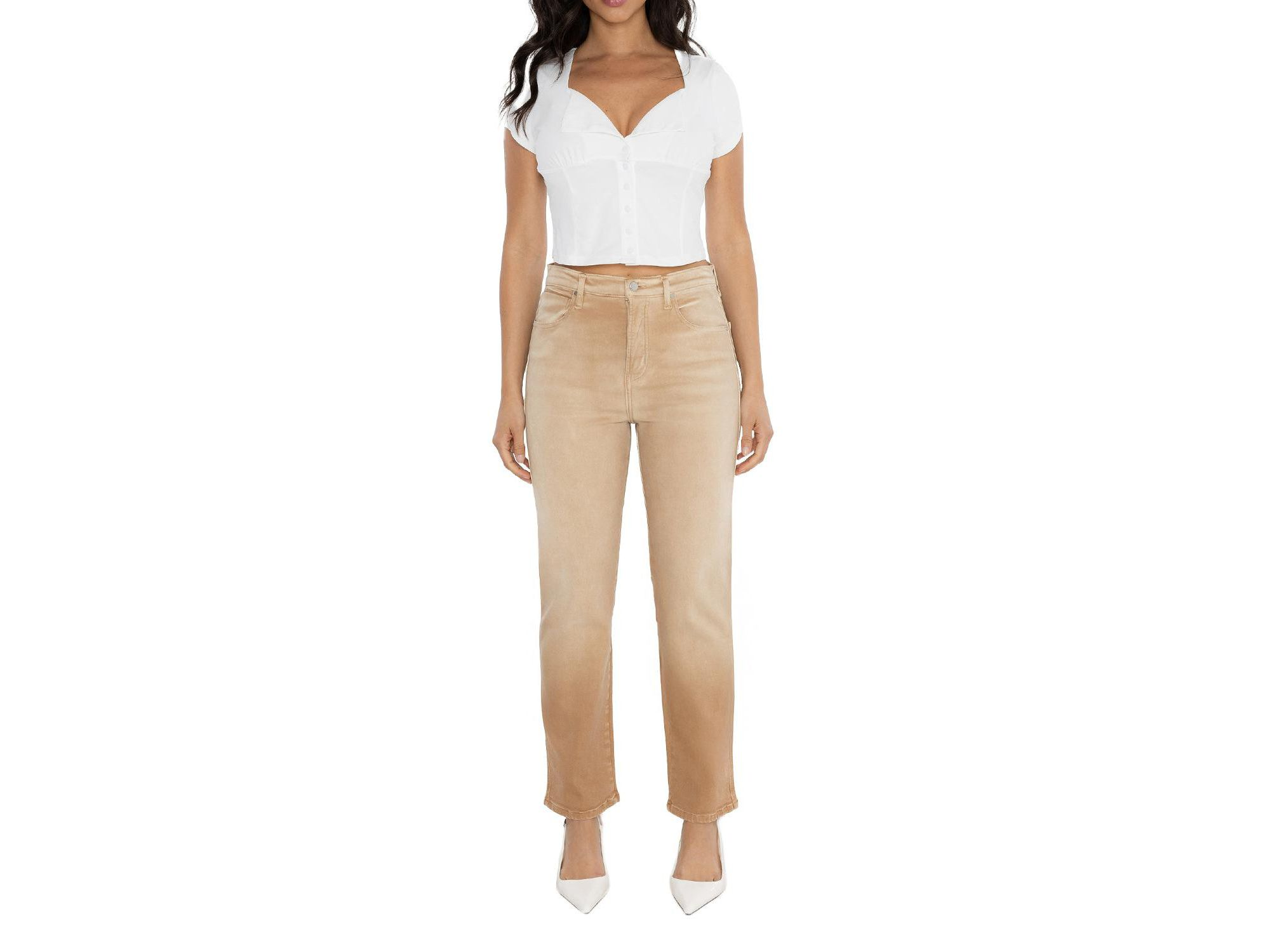 High Rise Tracy Straight Jean in Seasand — Image 4