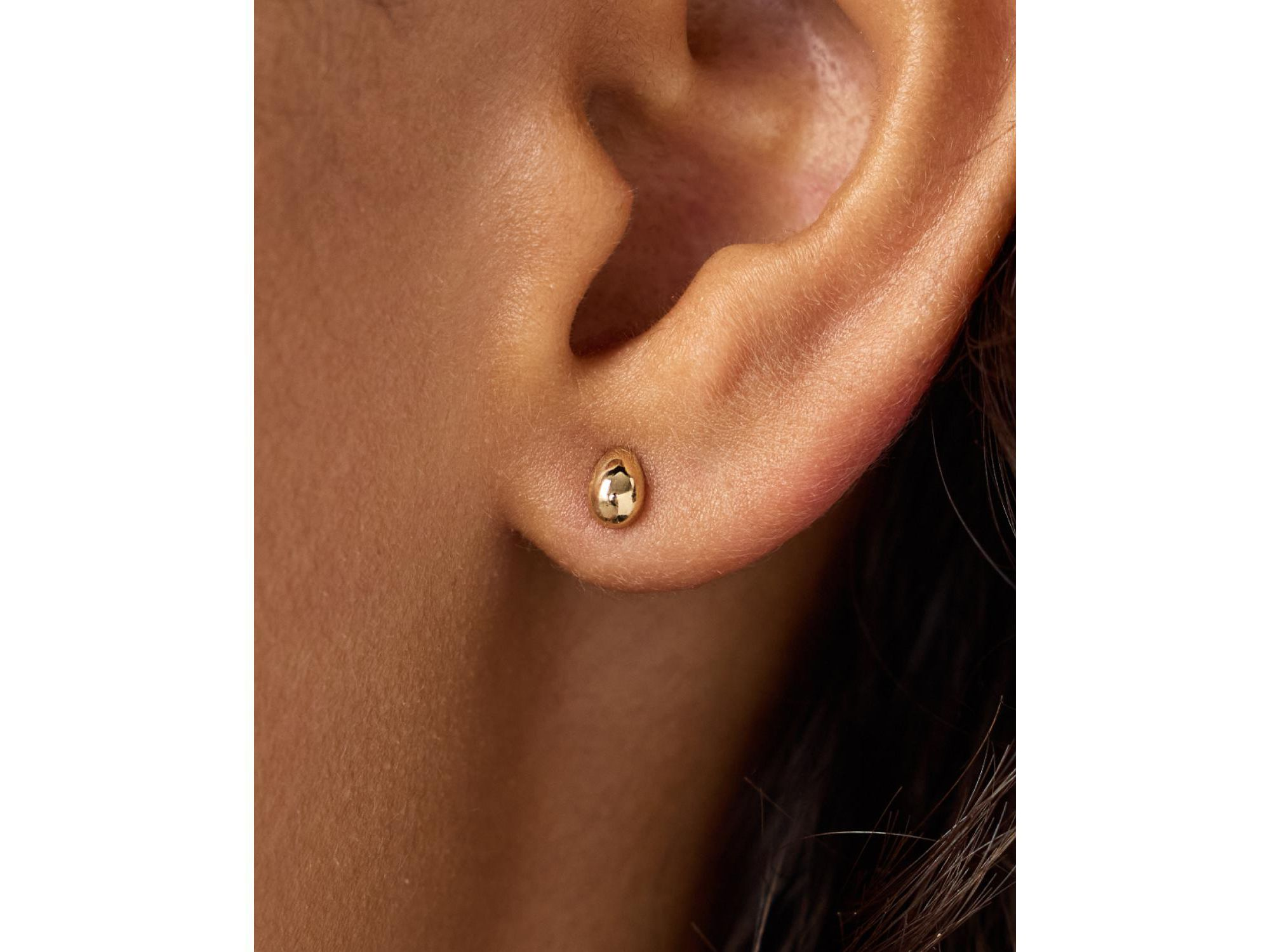 Gold Stud Earrings - Gold Mini Teardrop Studs — Image 4