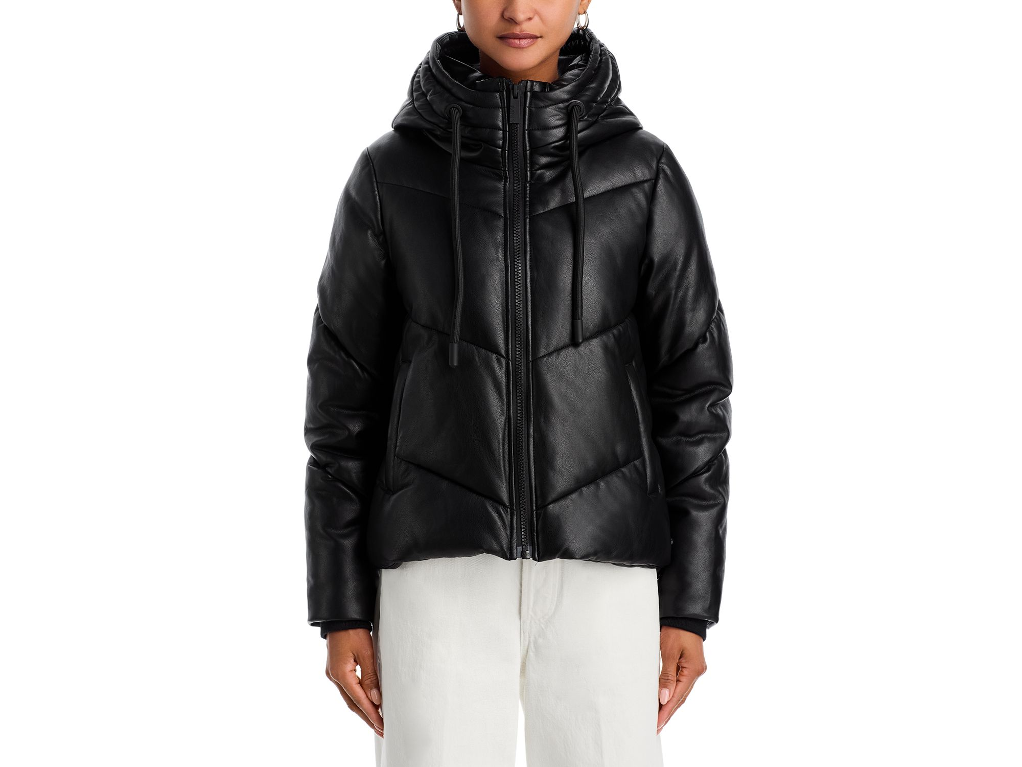 Faux Leather Puffer Jacket — Image 4