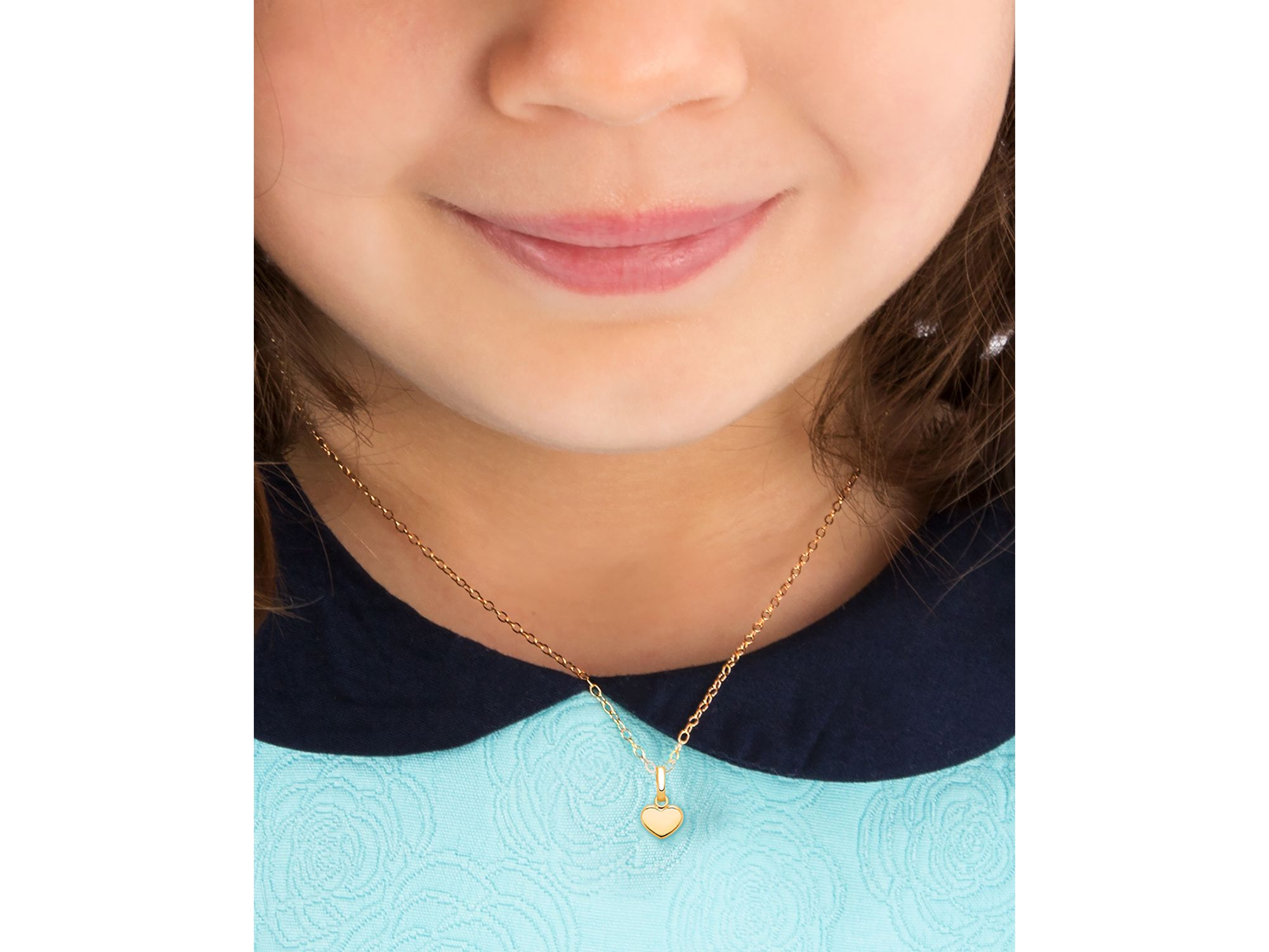 Girls' 14K Gold Modern Heart 13-14" Necklace - Children — Image 3