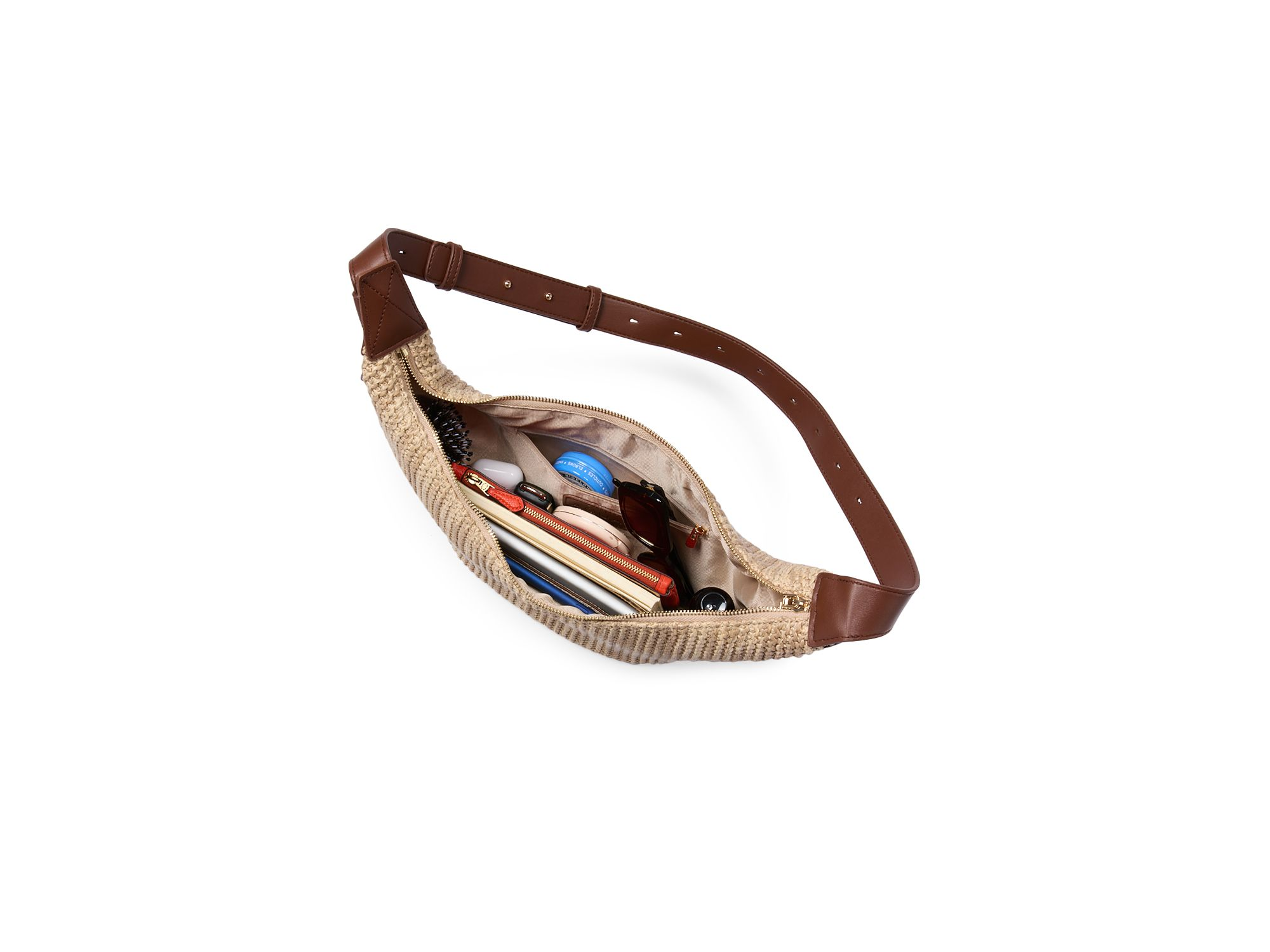 Raffia Medium Sling Belted Hobo Bag - Exclusive — Image 6