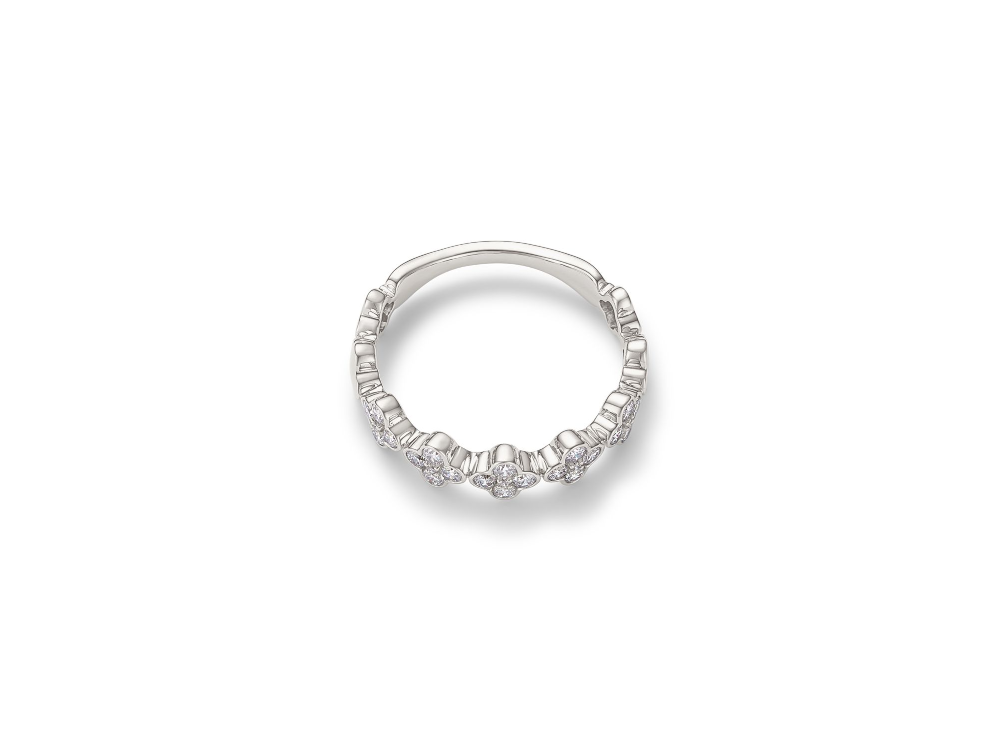 Diamond Clover Cluster Band in 14K White Gold, 0.44 tcw — Image 3