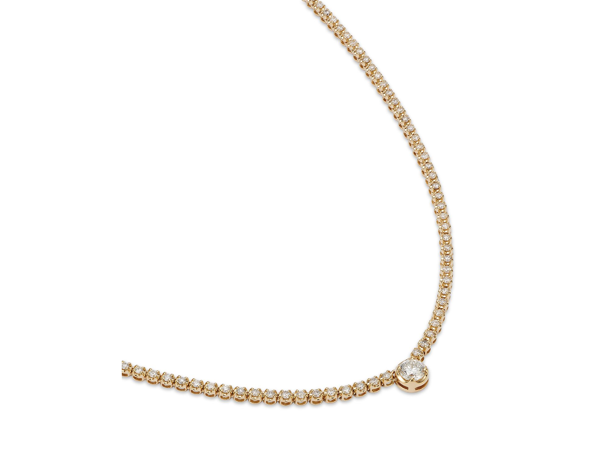 Solitaire Station Tennis Necklace in 14K Yellow Gold, 2.33 tcw — Image 3