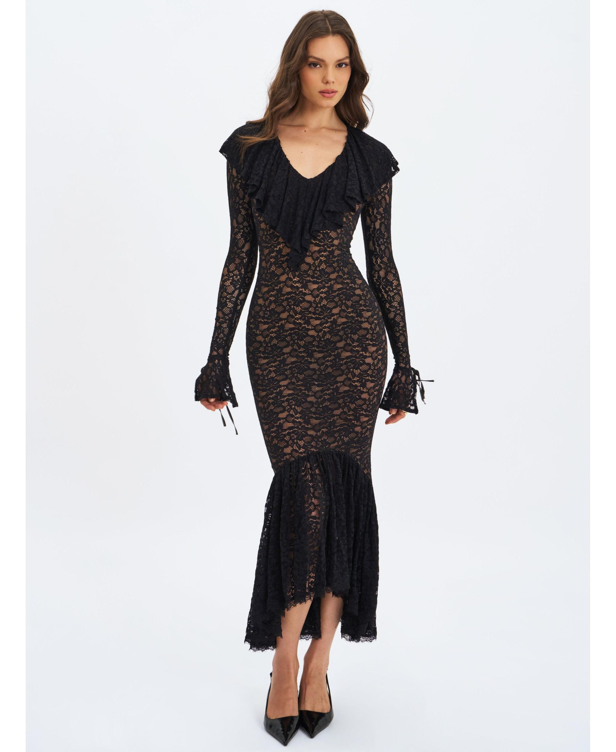 Parisa Lace Ruffled Mermaid Maxi Dress — Image 7