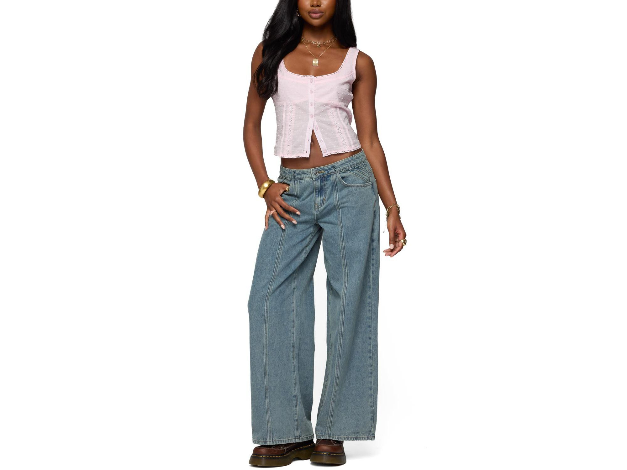 Embroidered Cotton Button Up Top — Image 3