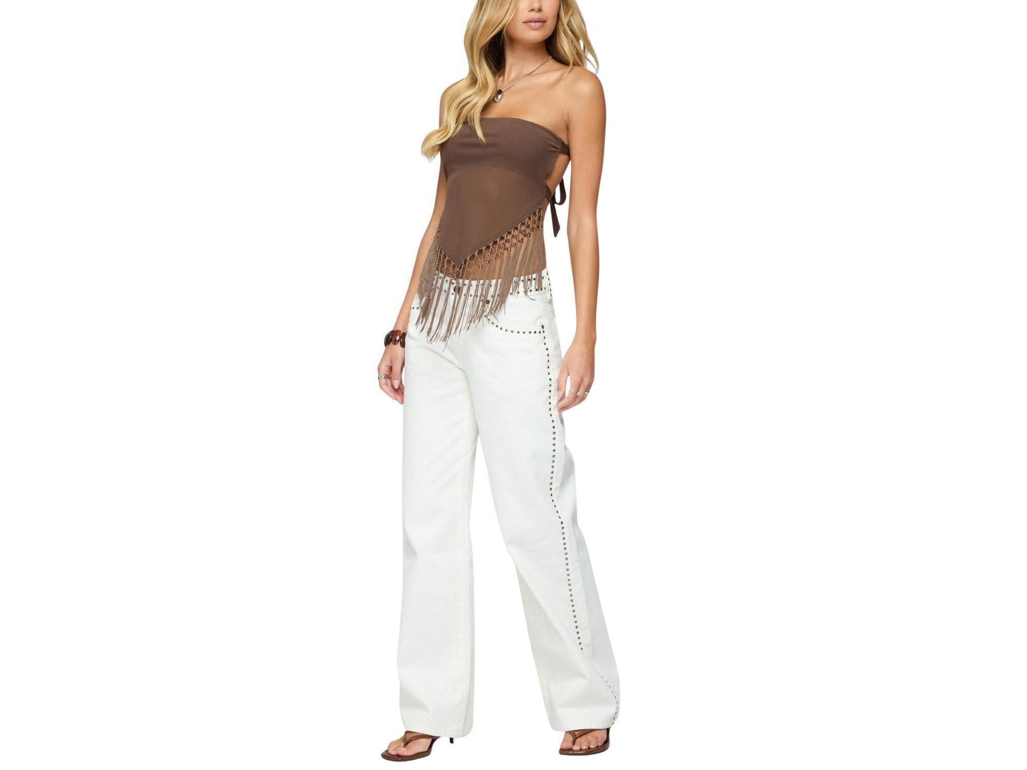 Backless Sheer Mesh Strapless Top — Image 3