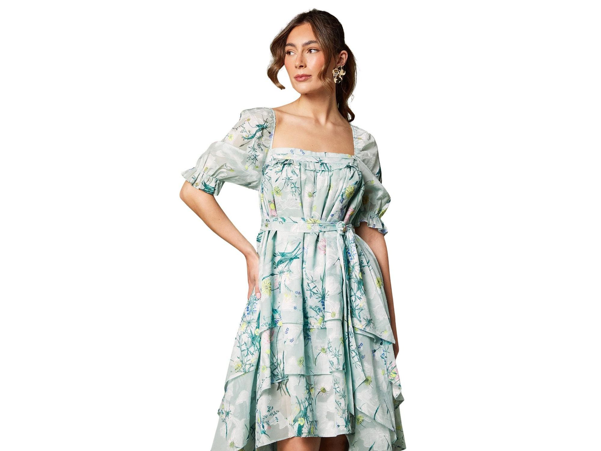 Short Sleeve Printed Chiffon Midi Dress — Image 3