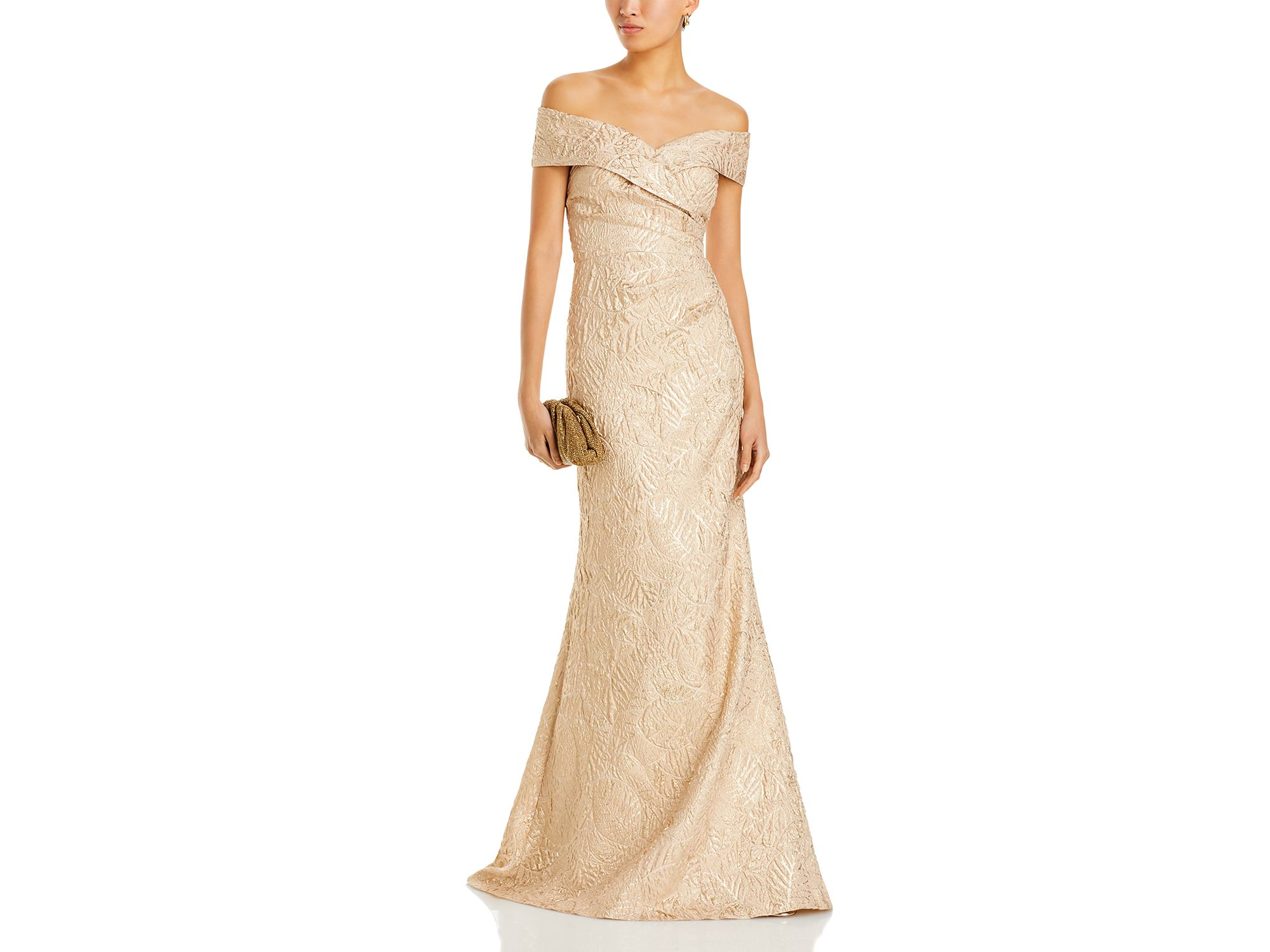 Metallic Jacquard Off-the-Shoulder Gown — Image 5