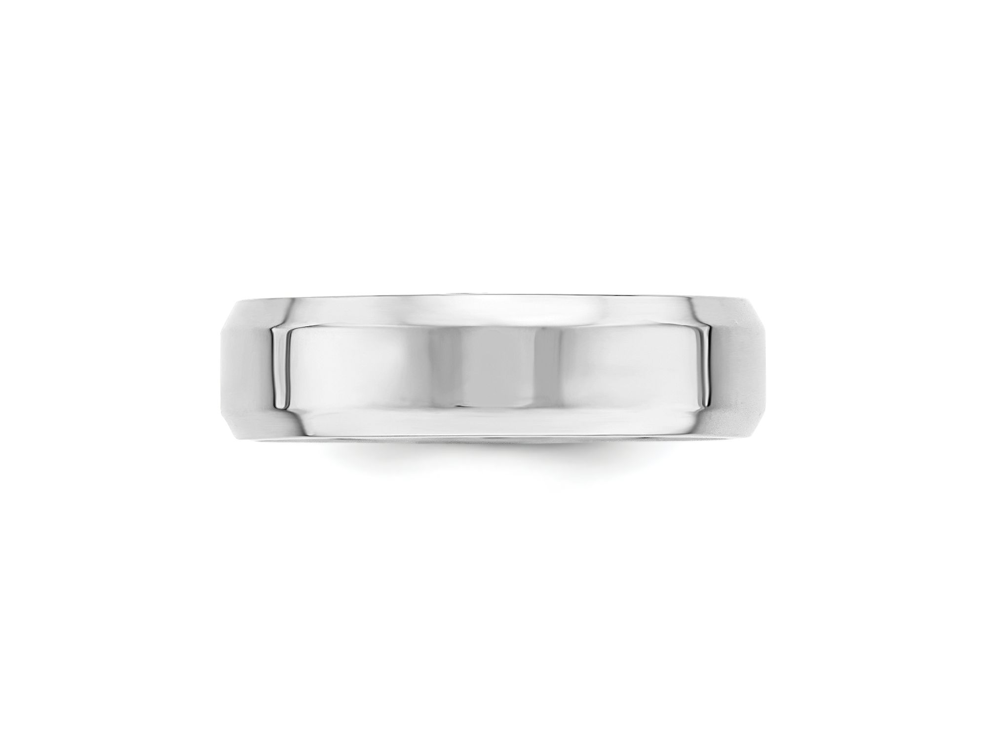 Men's 6mm Bevel Edge Comfort Fit Band in 14K White Gold — Image 4