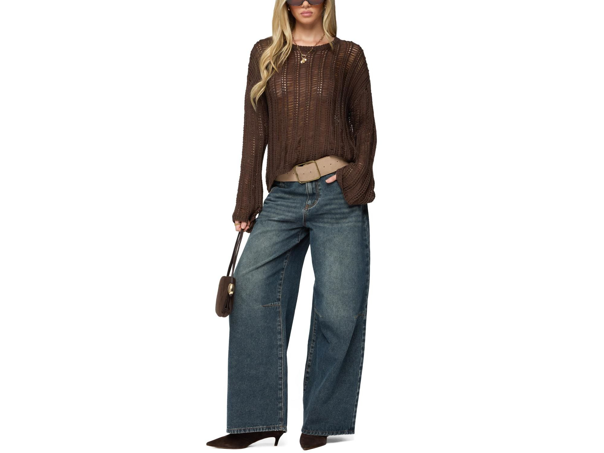 Jaide Sheer Ladder Knit Sweater — Image 4