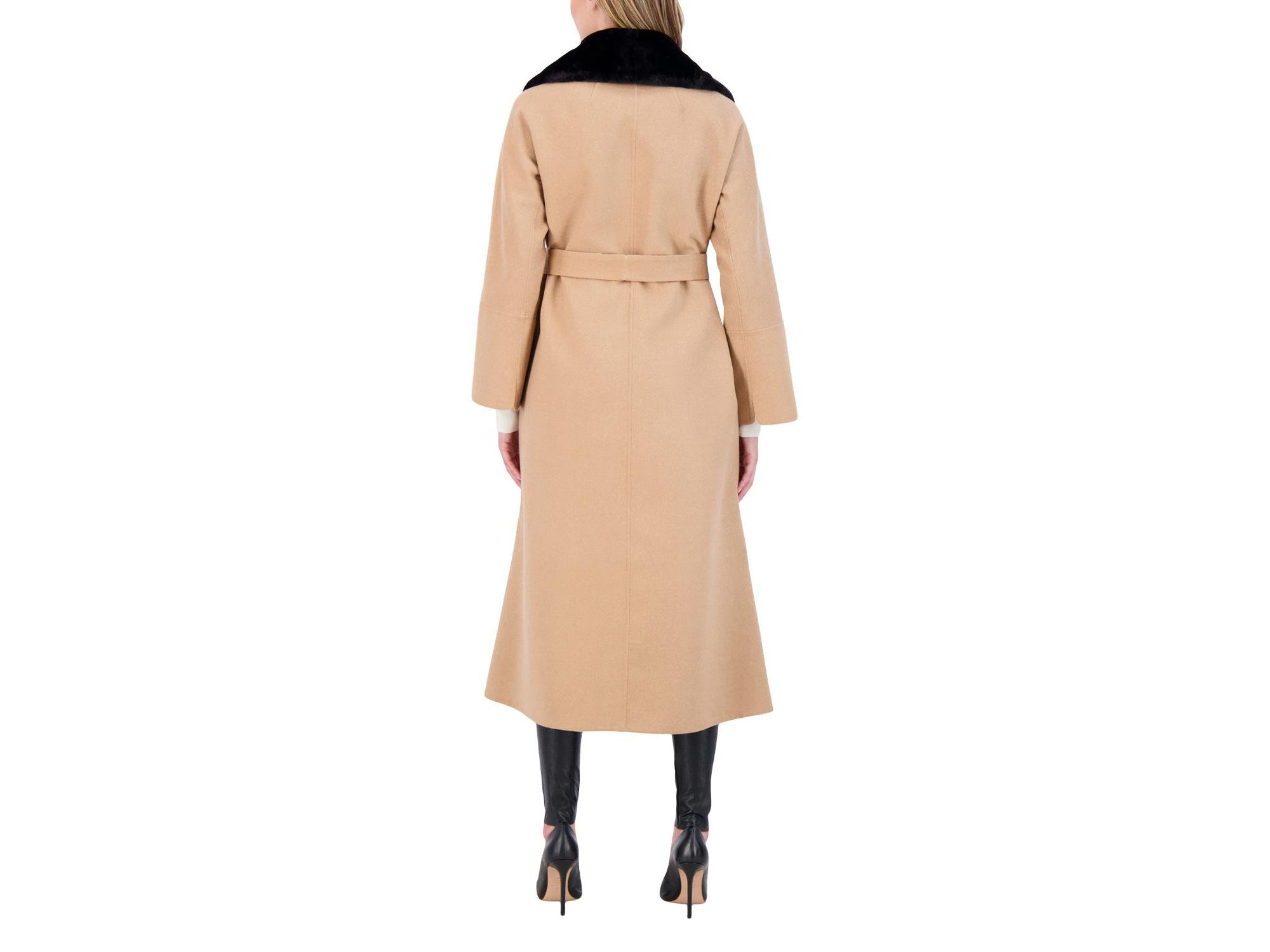 Wool with Shearling Lamb Collared Coat — Image 3