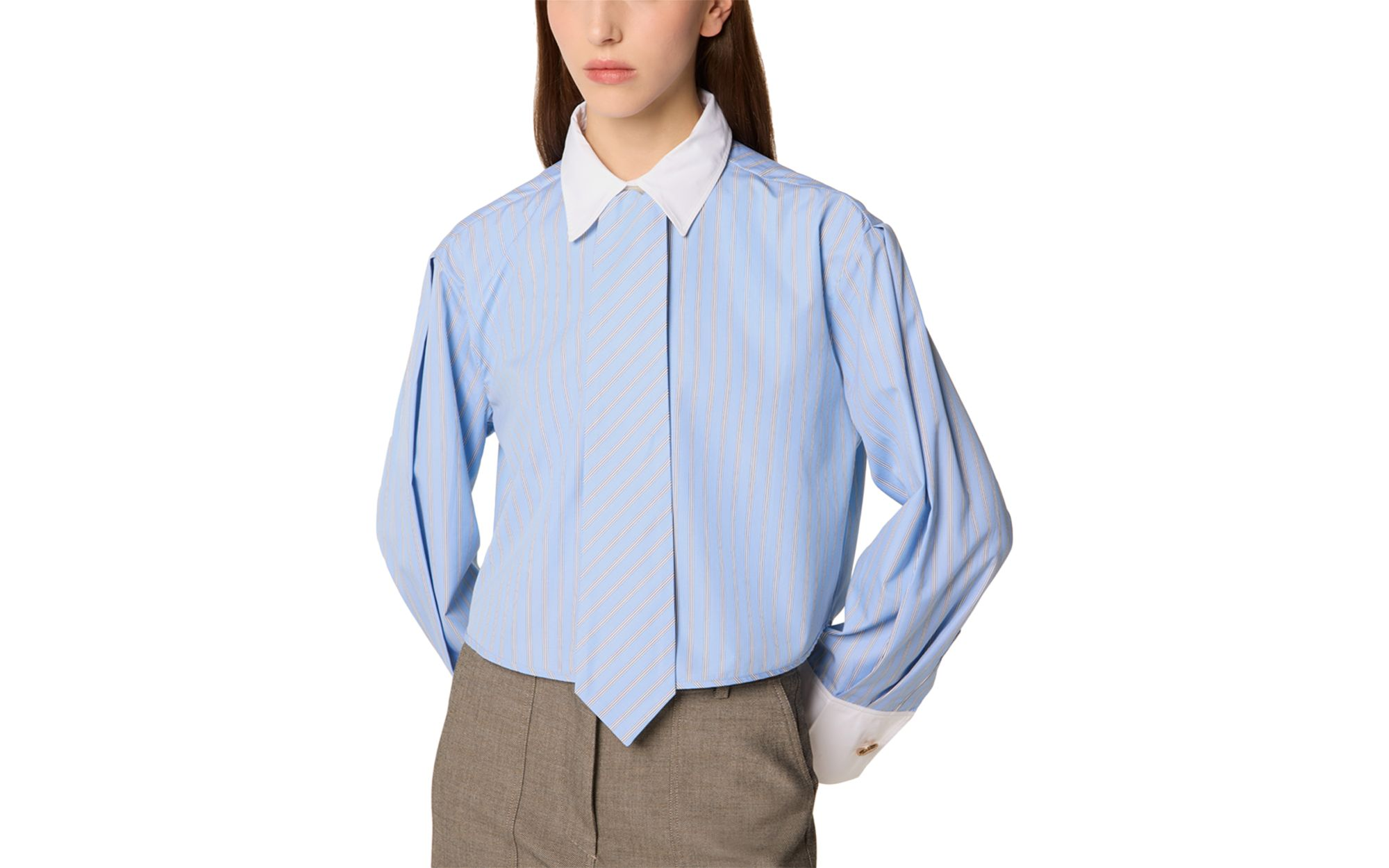 Cropped Shirt with Tie — Image 4