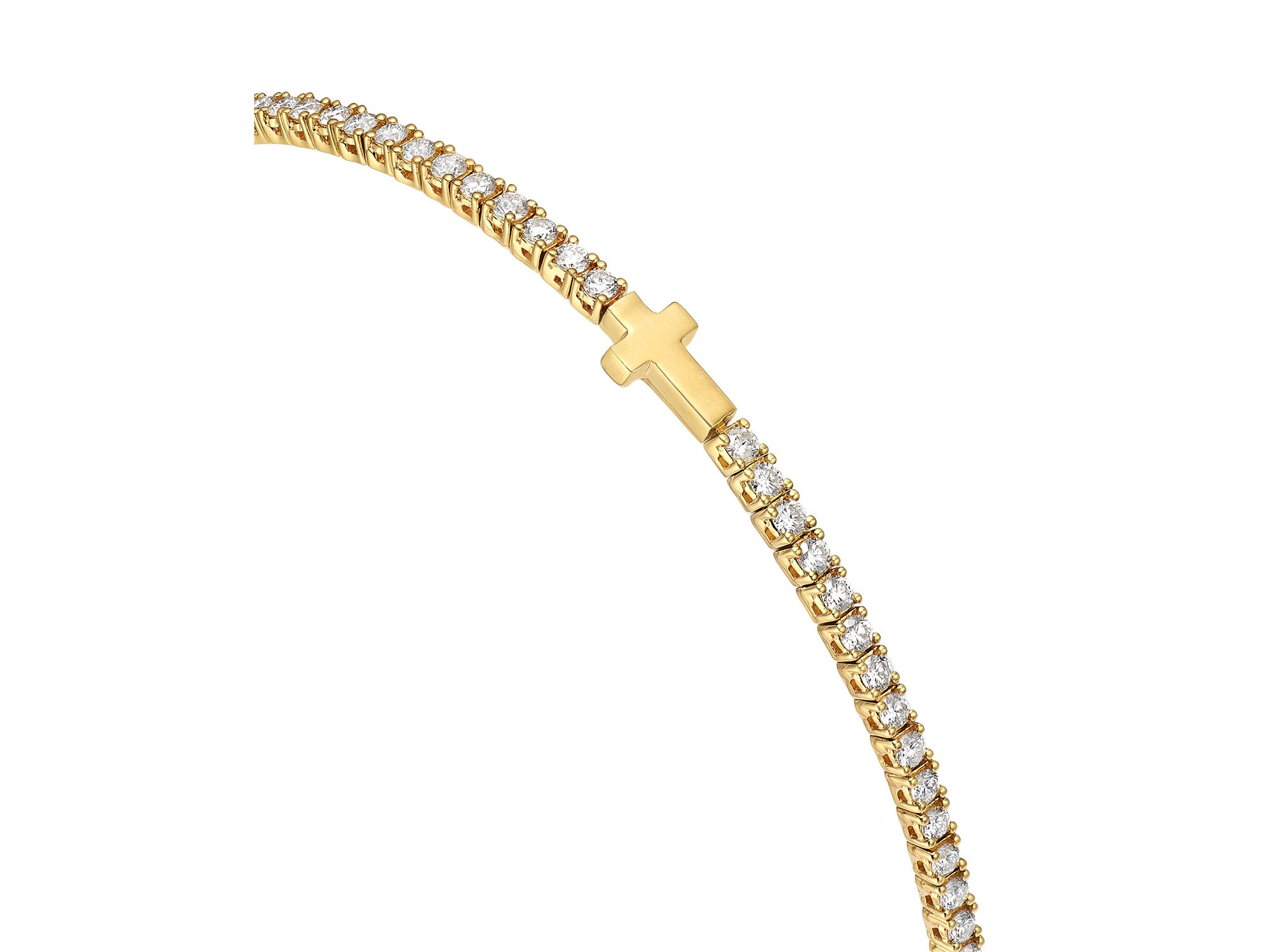 Diamond Cross Bracelet in 14K Yellow Gold, 1.0 tcw — Image 3