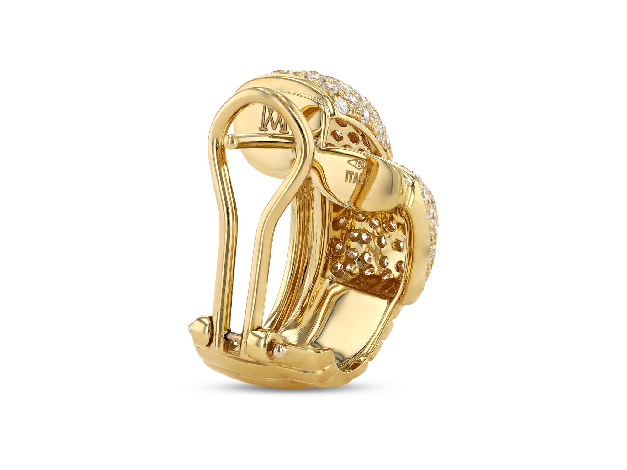 18K Yellow Gold Via Mercanti Diamond Pavé Double Tubogas Hoop Earrings — Image 3