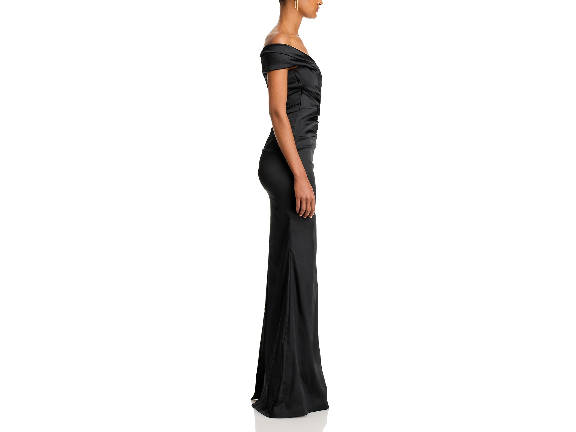 Satin Stretch Off The Shoulder Gown — Image 11