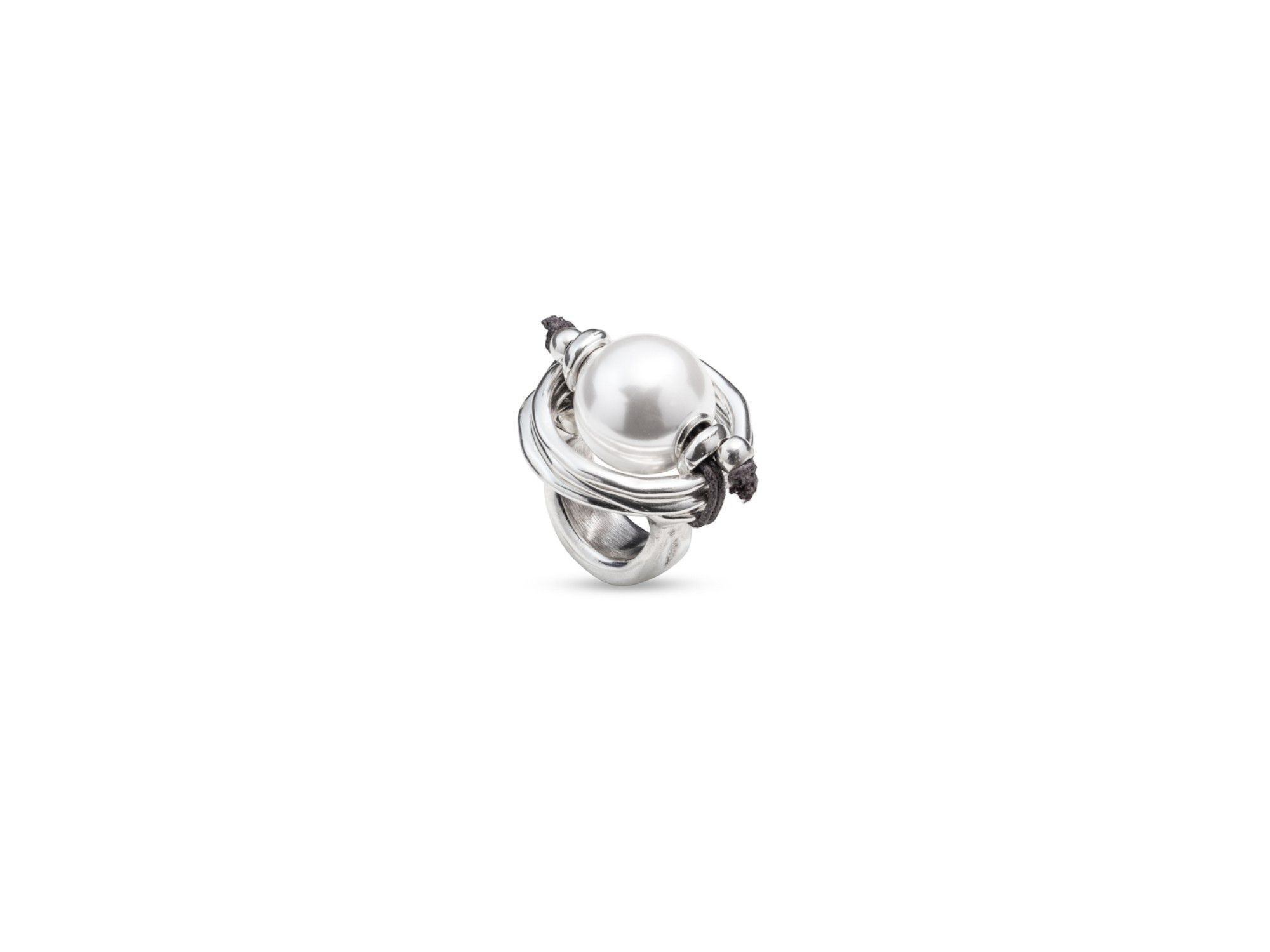 Sterling-Plated Ring with Pearl — Image 3