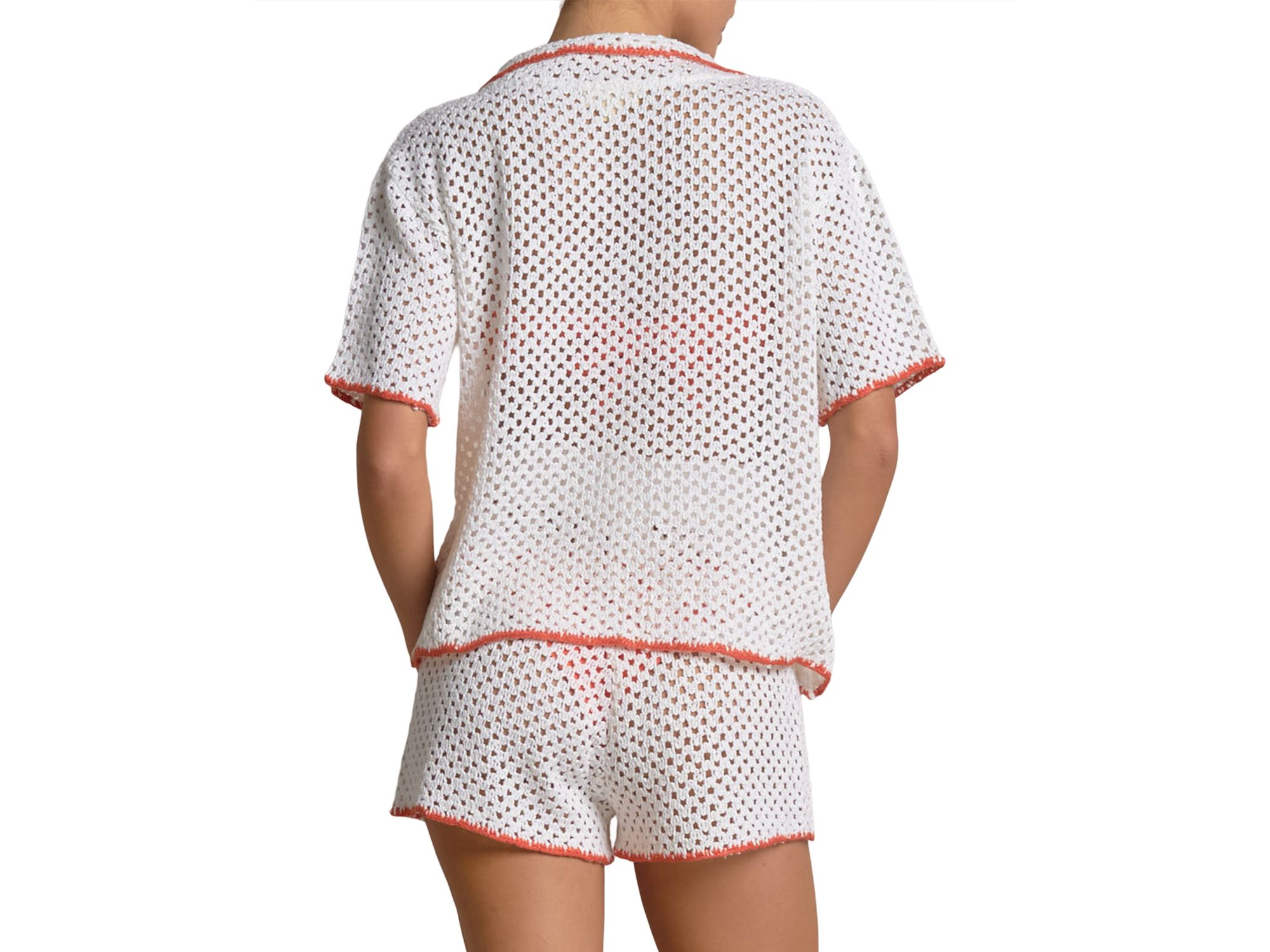 Contrast Button Front Swim Cover Up Shirt — Image 3