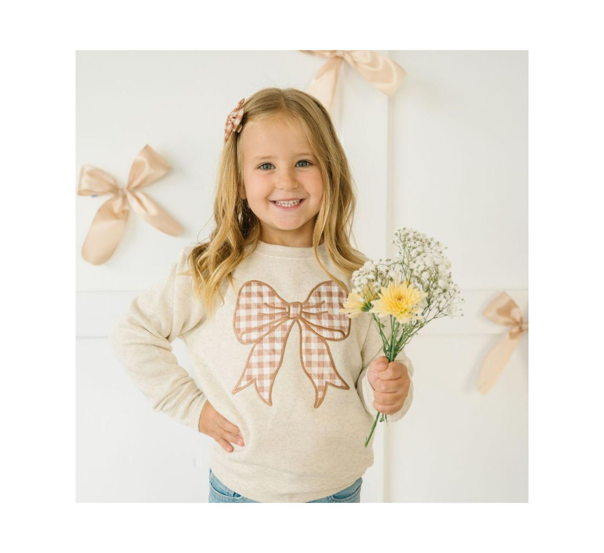 Girls' Gingham Printed Tulle Bow Clip Set — Image 6