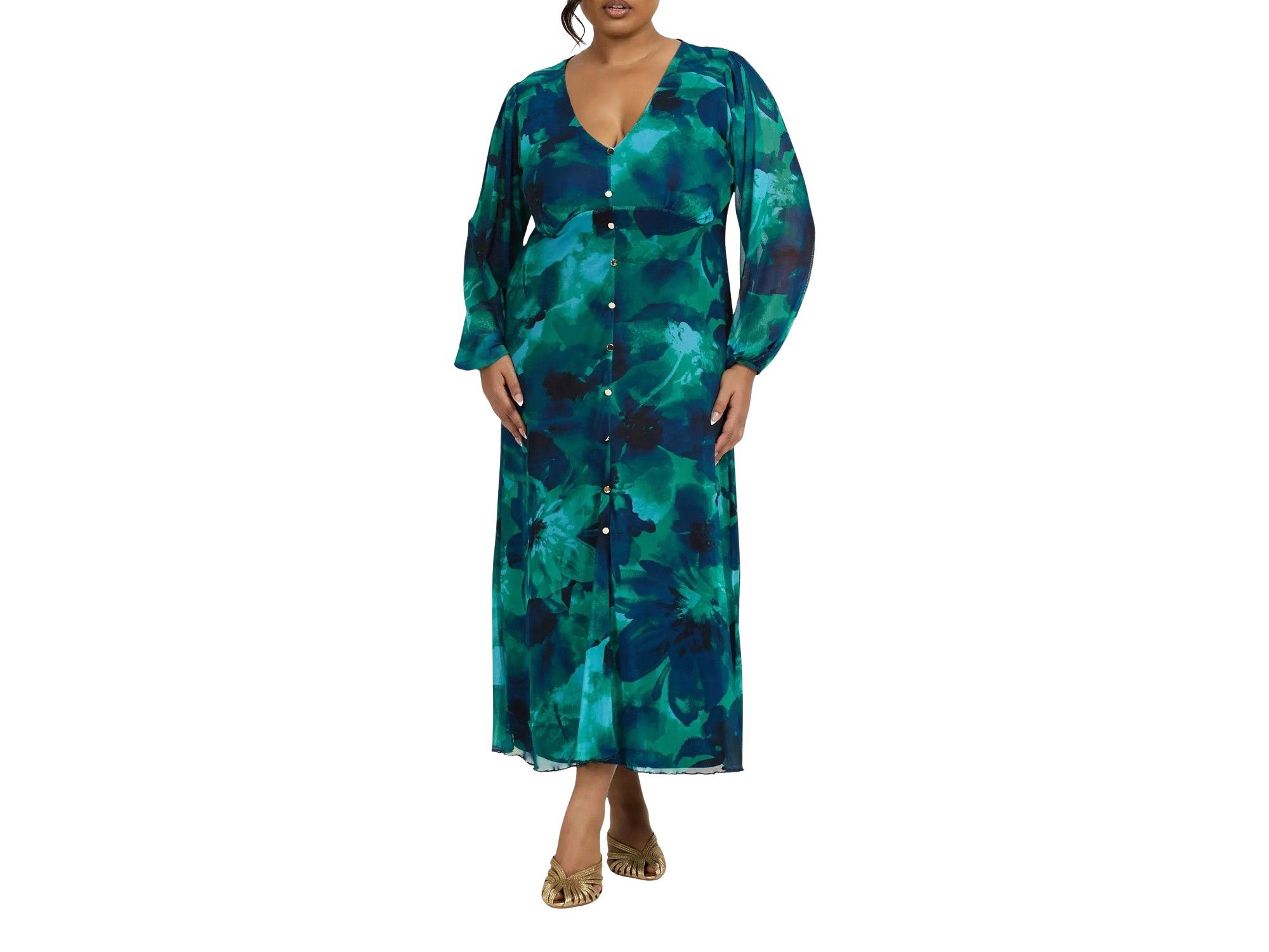 Button Up Plisse Midi Dress - Image 1