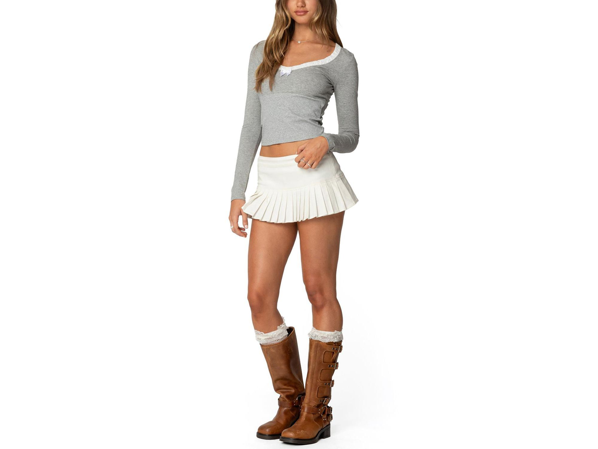 Shayni Lace Trim Long Sleeve Top — Image 3