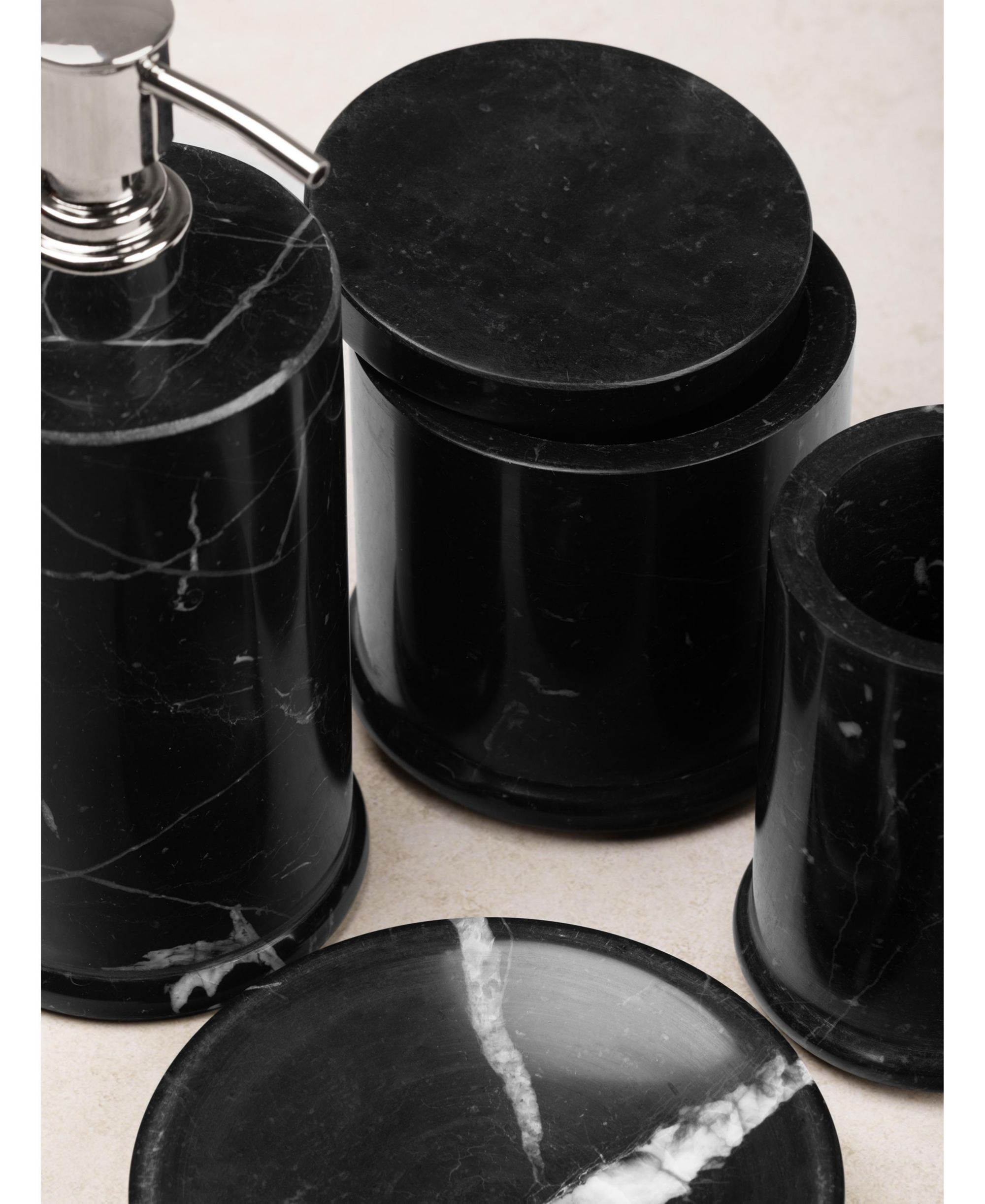 Marquina Marble Bath Accessories, Set of 4 — Image 3
