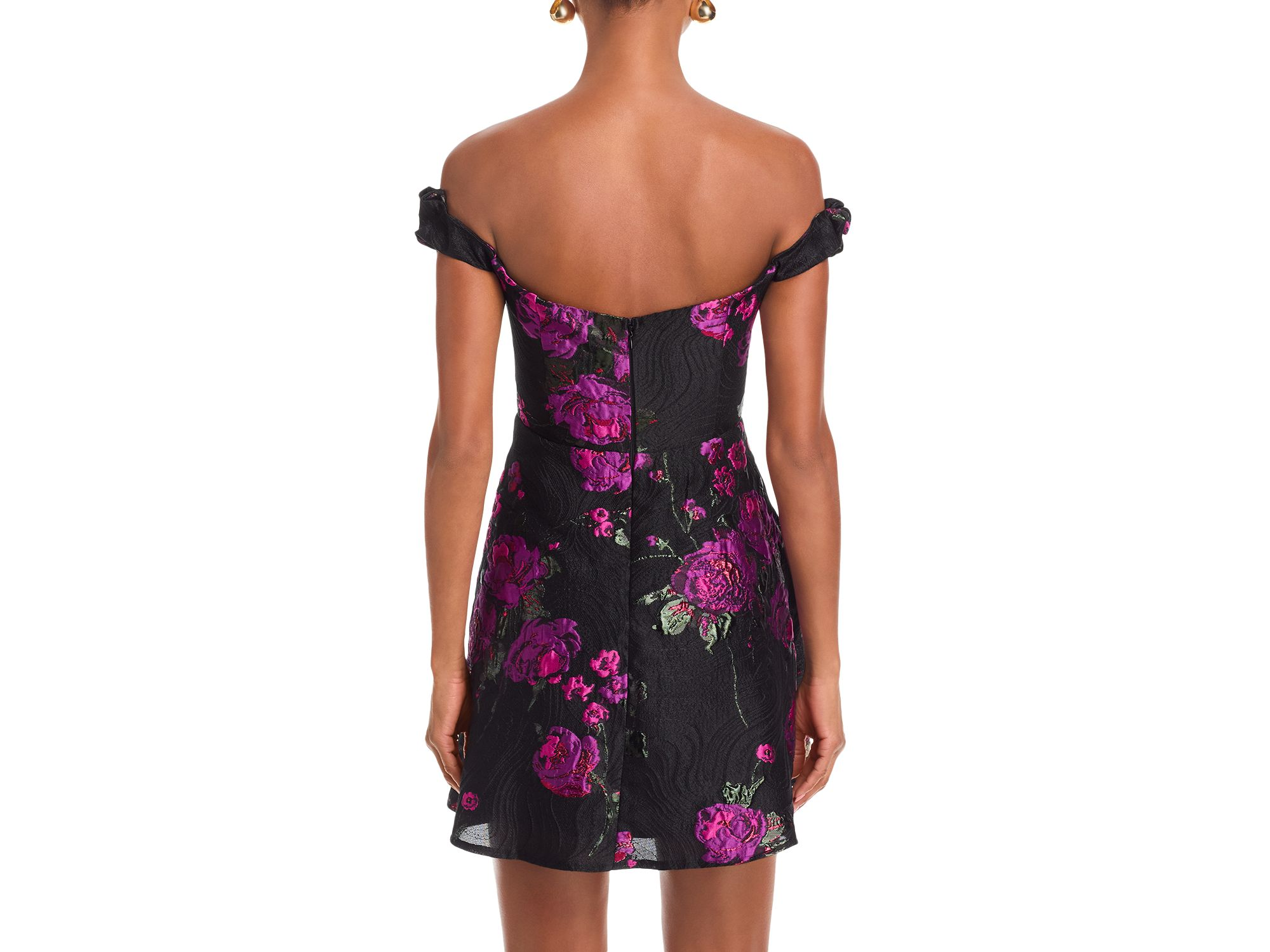 Rose Brocade Mini Dress - Exclusive — Image 3