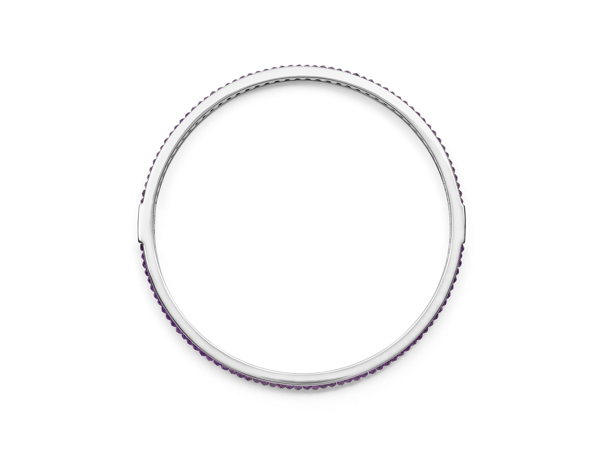 Sterling Silver Caviar Icon Amethyst Beaded Bangle Bracelet — Image 4