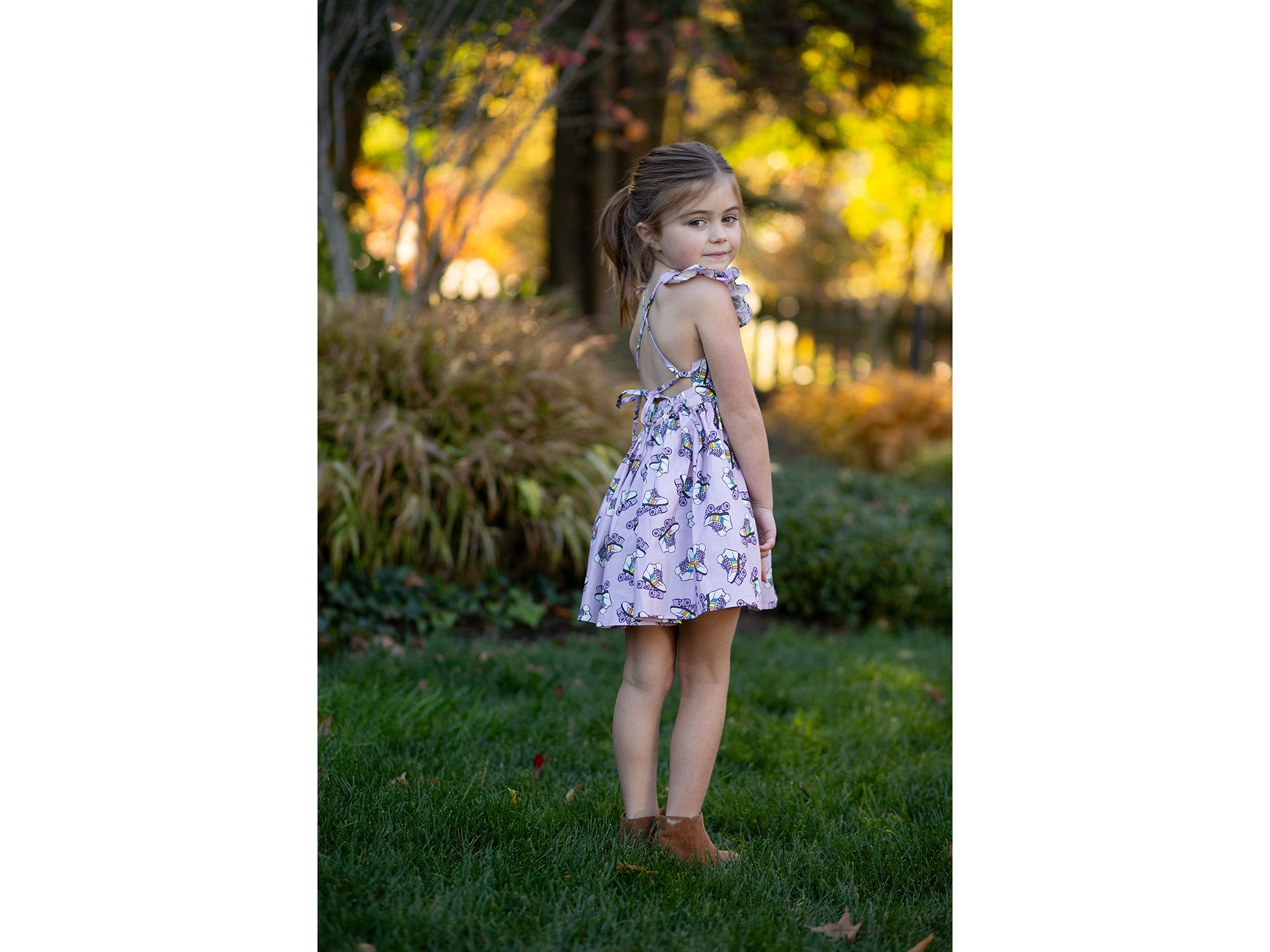 Girls' Ruffle Sleeve Dress in Rollerskates - Little Kid, Big Kid — Image 4