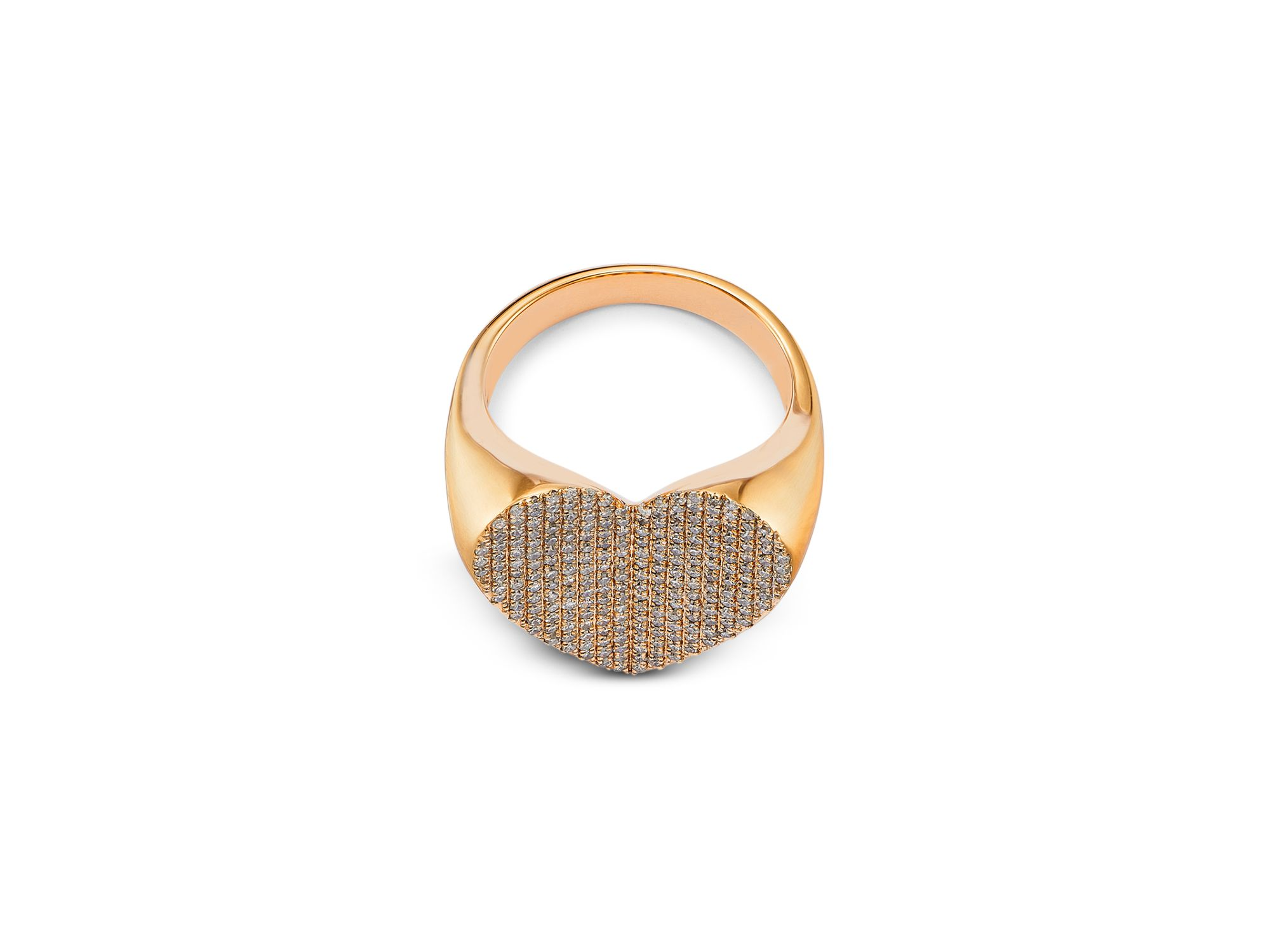 14K Yellow Gold Diamond Pavé Heart Ring, 0.66 tcw — Image 3