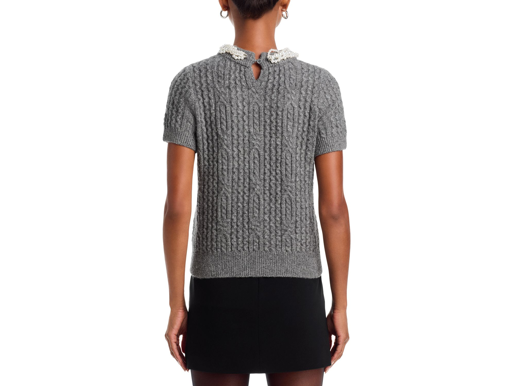 Faux Pearl Embellished Short Sleeve Sweater - Exclusive — Image 3