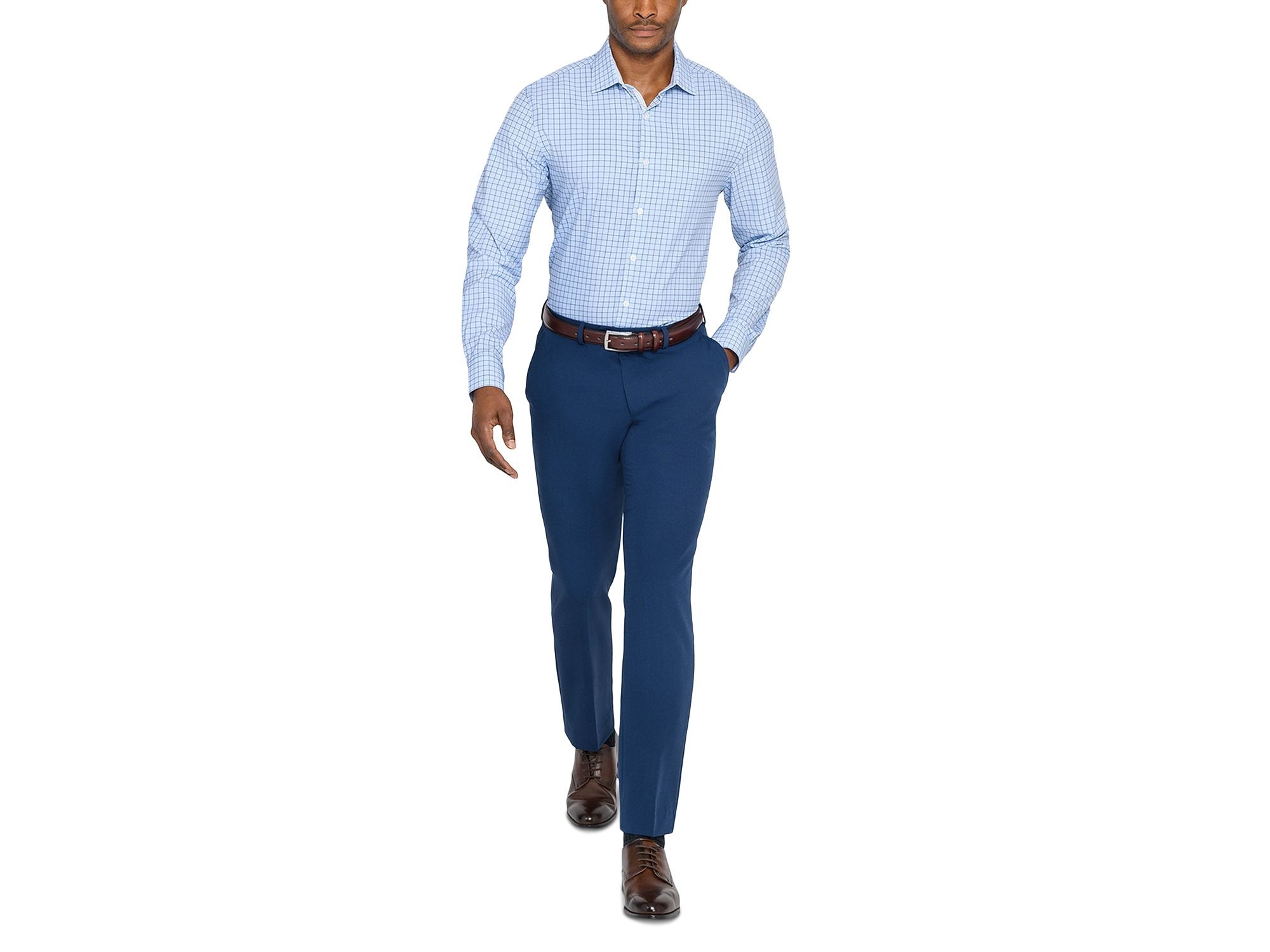 Slim Fit Check Performance Dress Shirt — Image 14