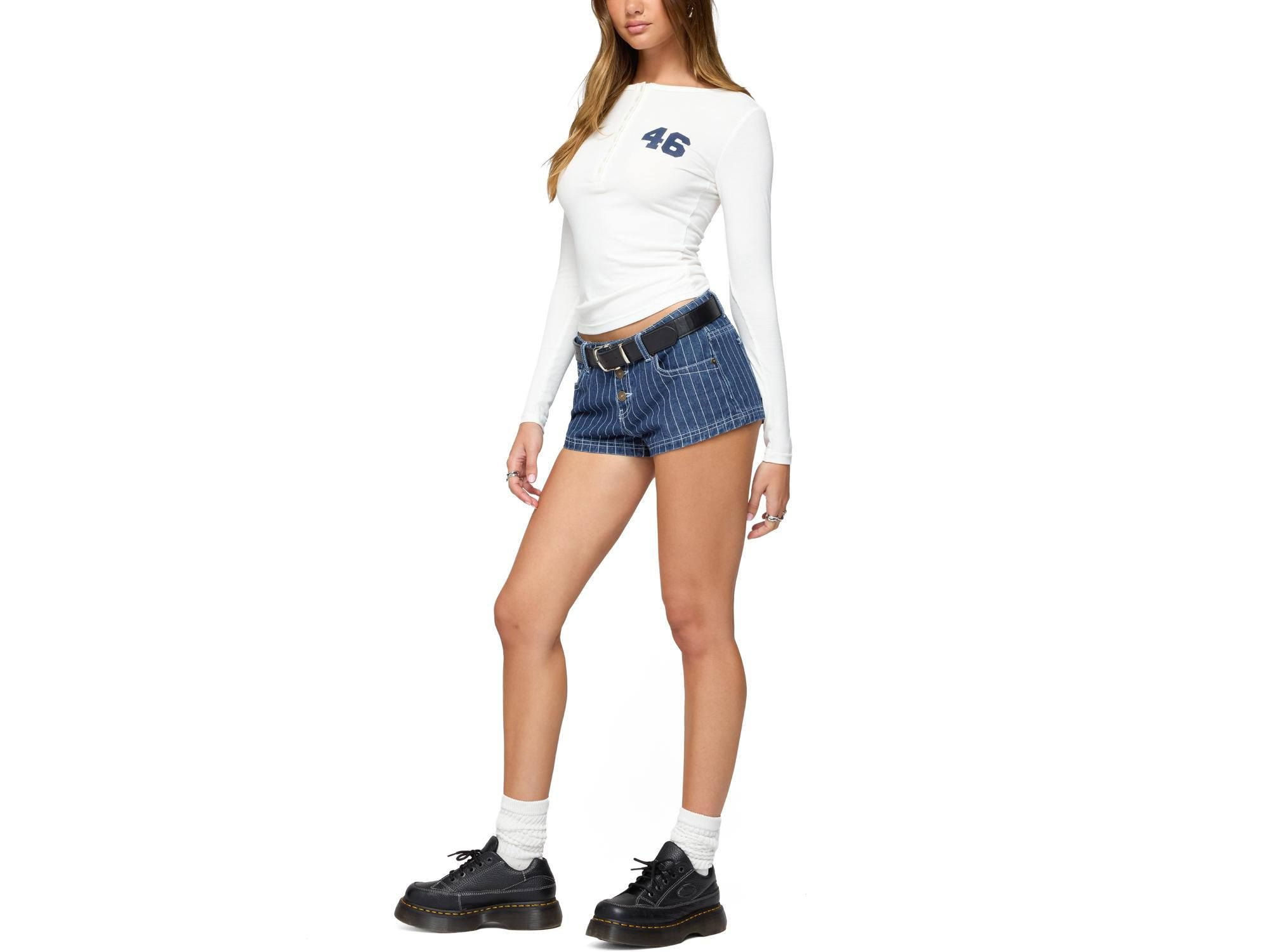Hanson Pinstripe Denim Shorts — Image 3