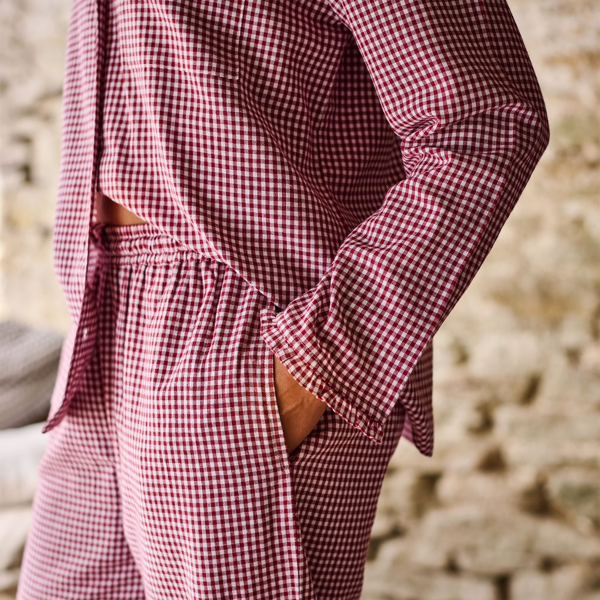 Gingham Ruffle Cotton Pajama Set — Image 3