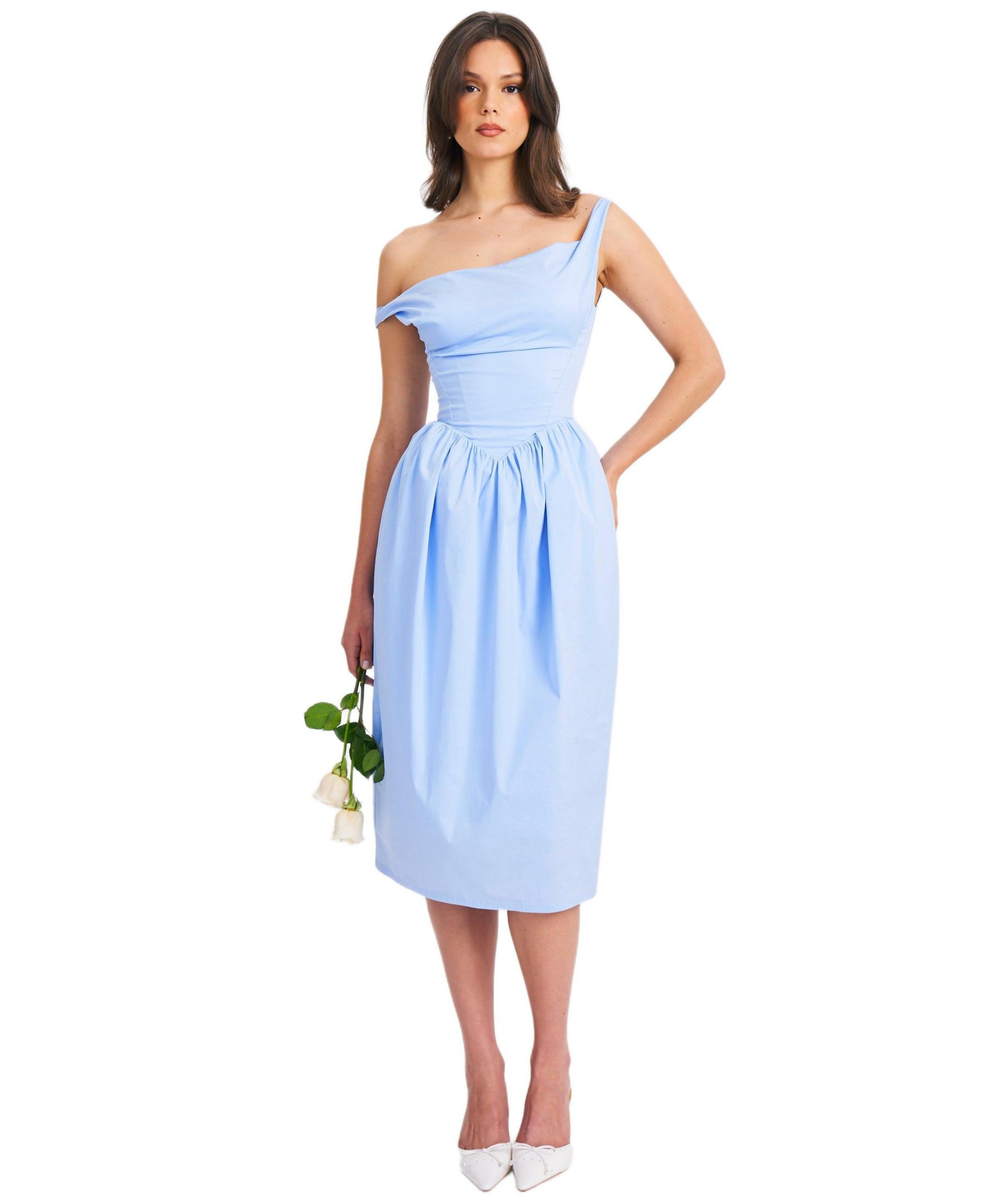 Reina Drop Waist Corset Midi Dress — Image 8
