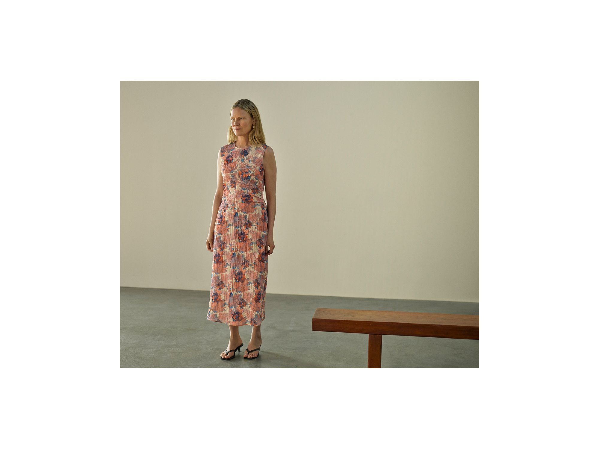 Floral Textured Midi Dress — Image 6