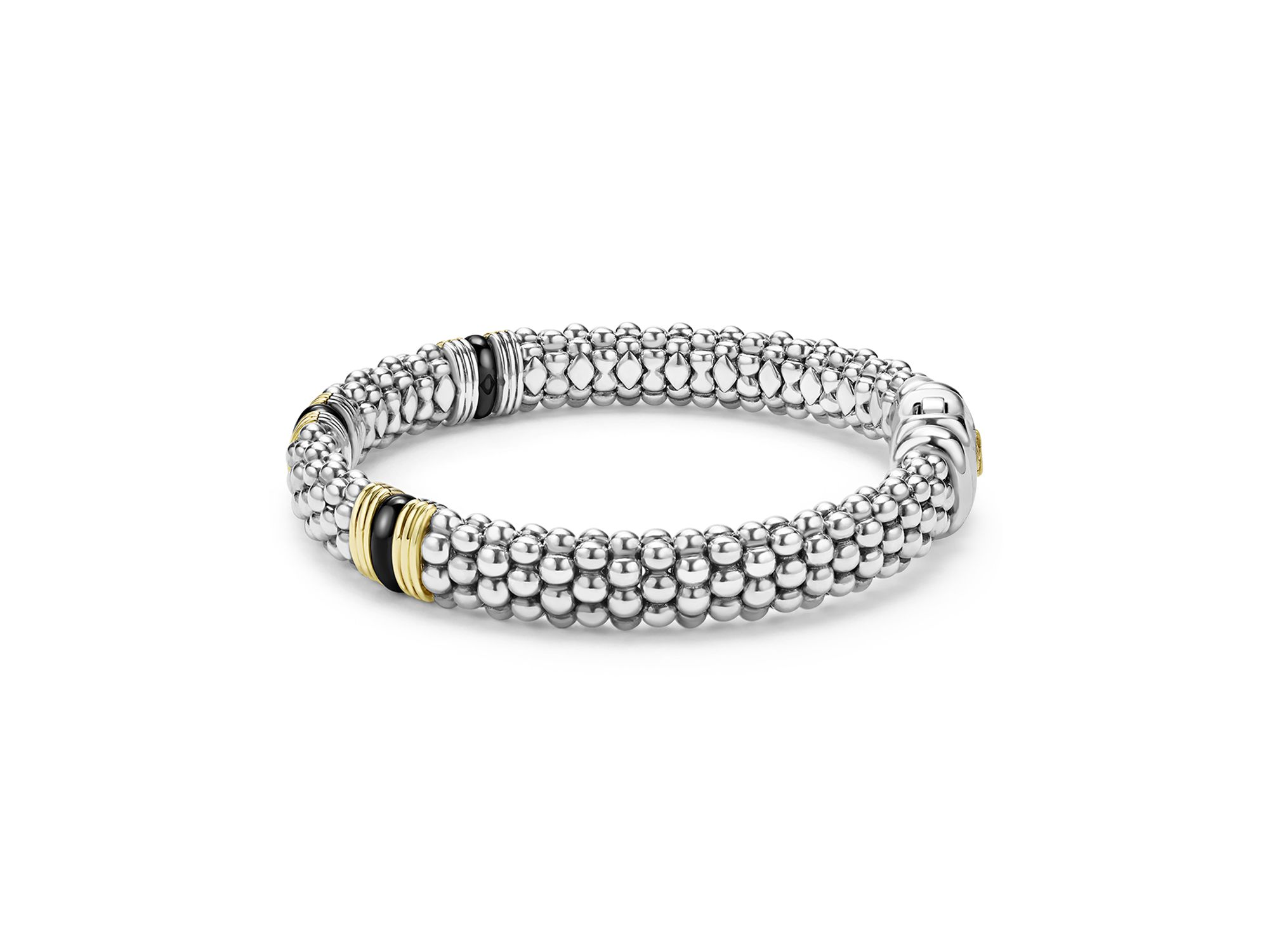 Two-Tone Black Ceramic Station Bracelet, 9mm — Image 4