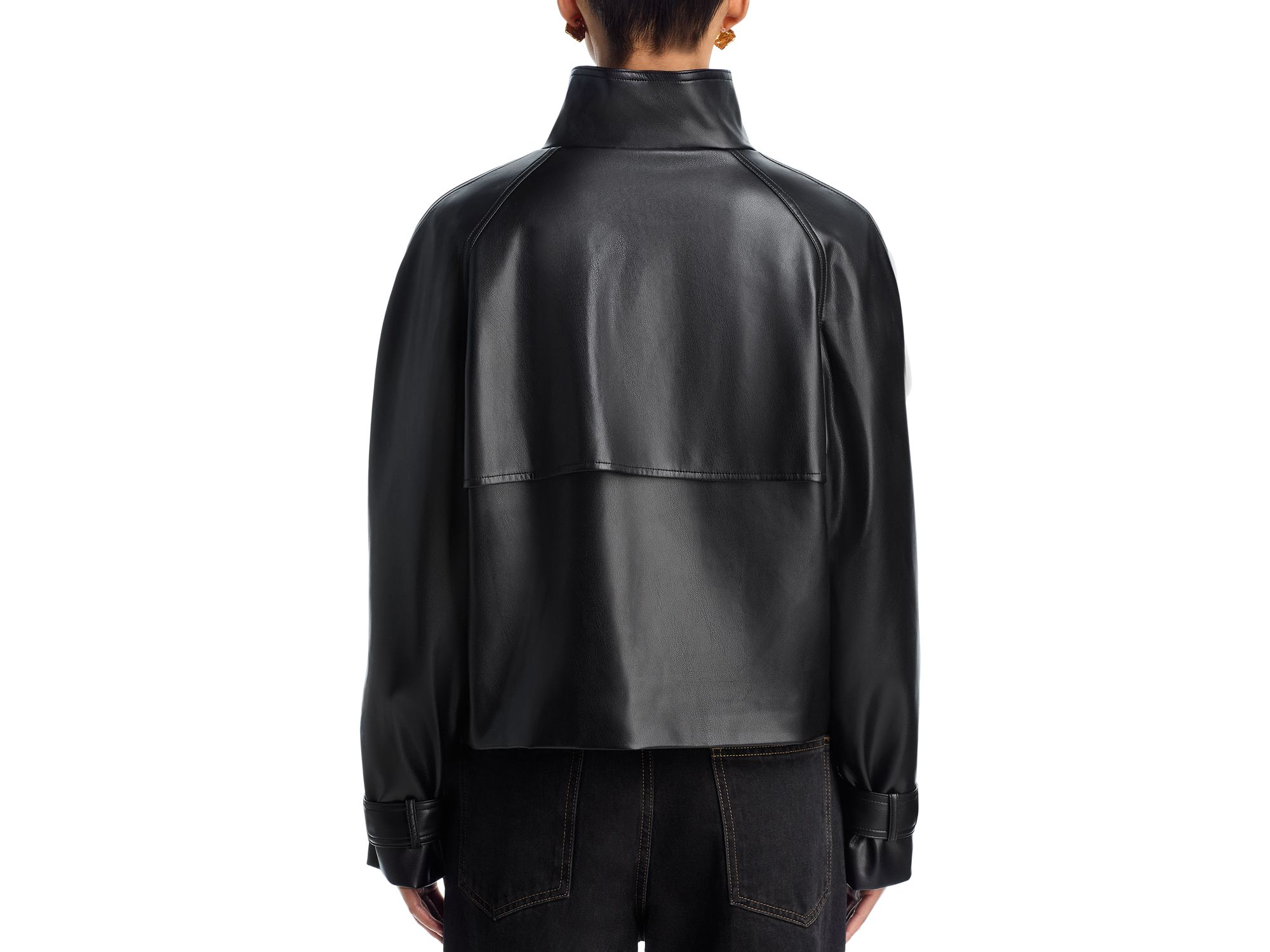 Cropped Faux Leather Trench Coat - Exclusive — Image 3