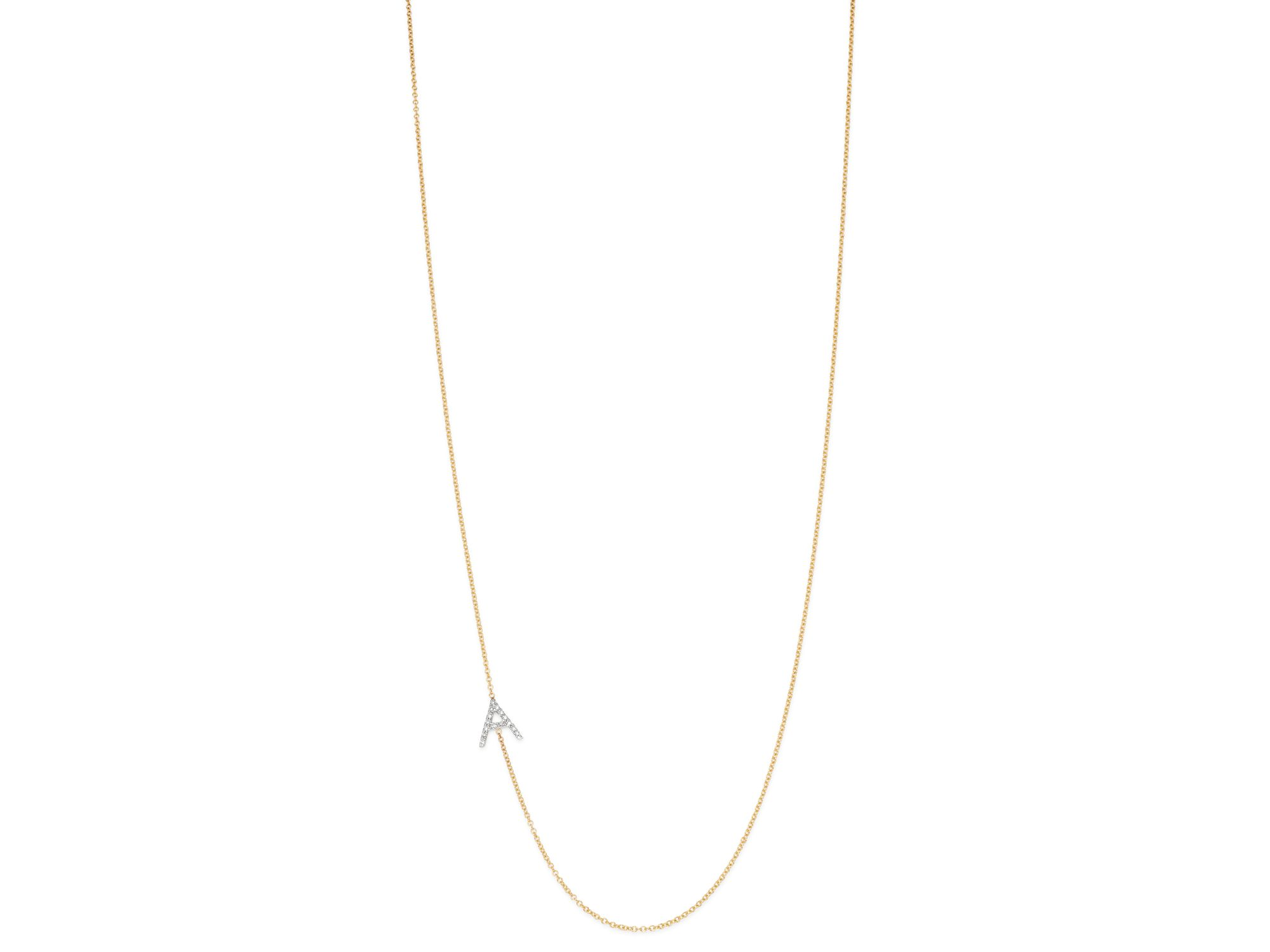 14K Yellow Gold Diamond Asymmetric Initial Necklace, 18" — Image 4