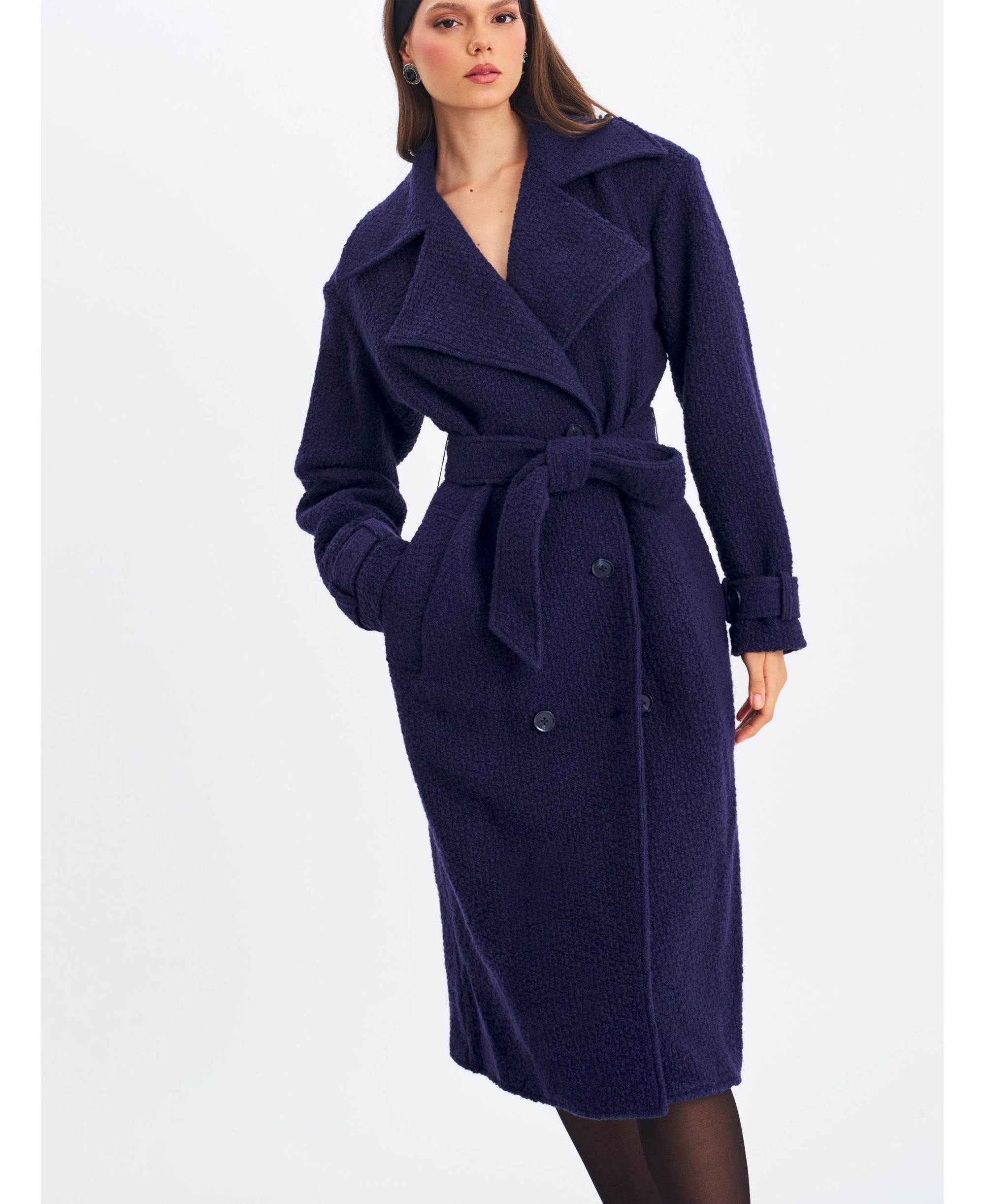 Jaelyn Wool Blend Double-Breasted Belted Coat — Image 4