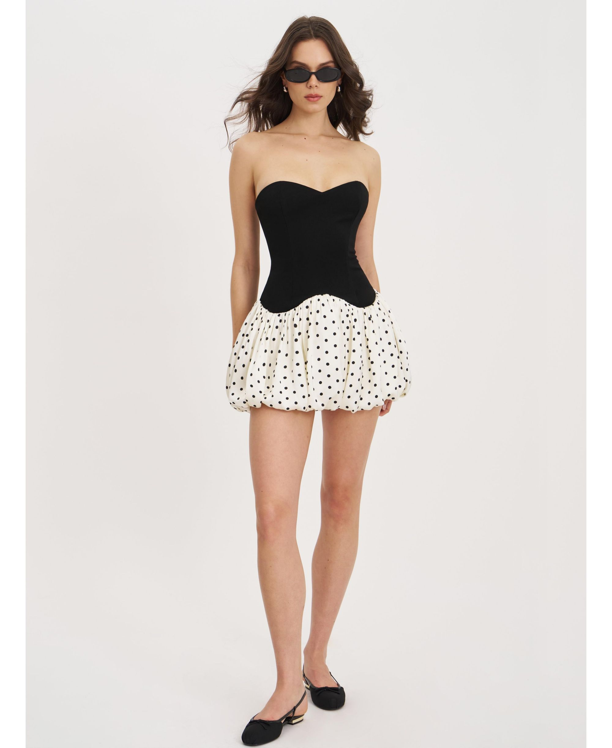 Dahliana Polka Dot Bubble Hem Corset Mini Dress — Image 9