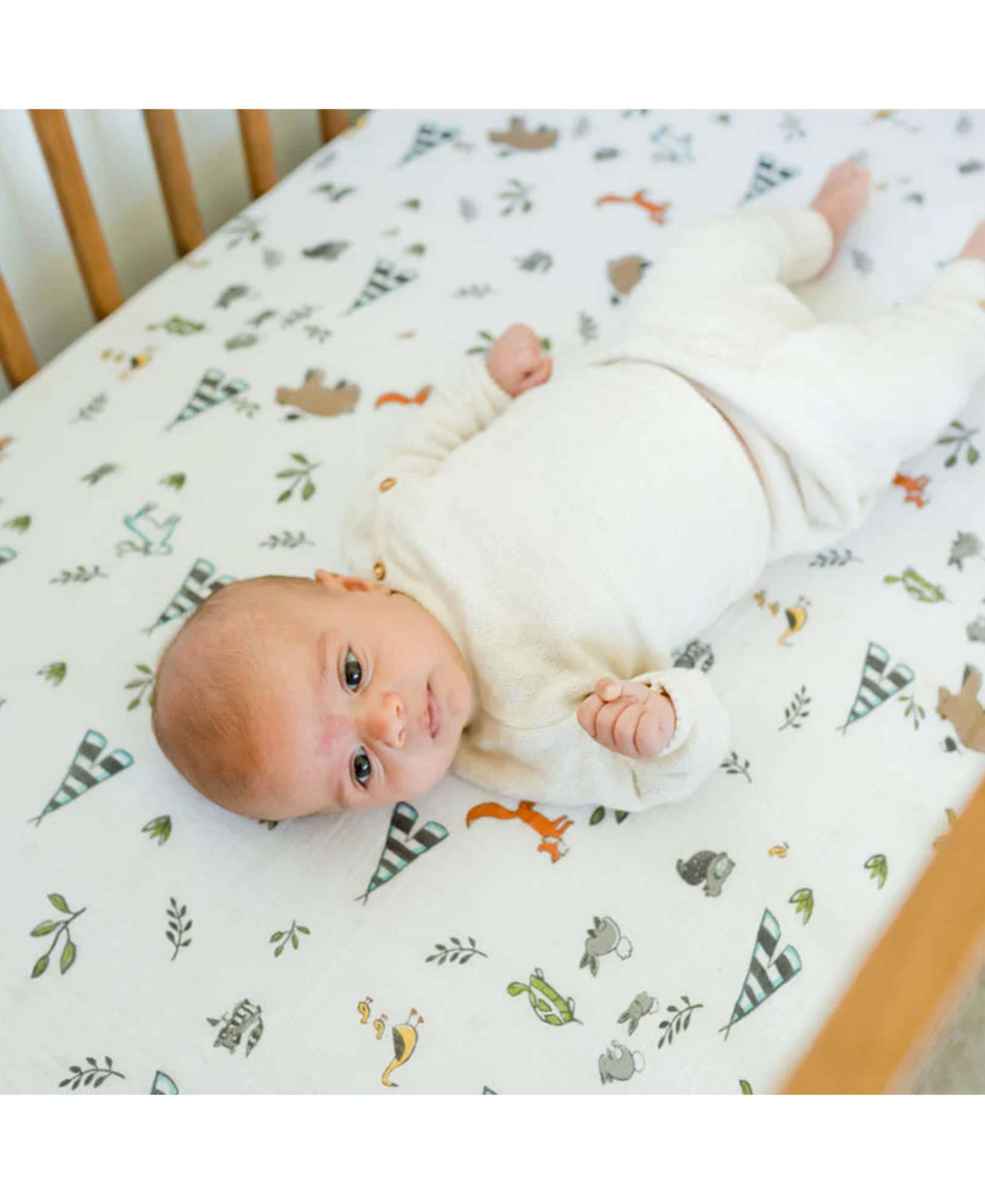 Unisex Cotton Muslin Crib Sheet - Baby — Image 3